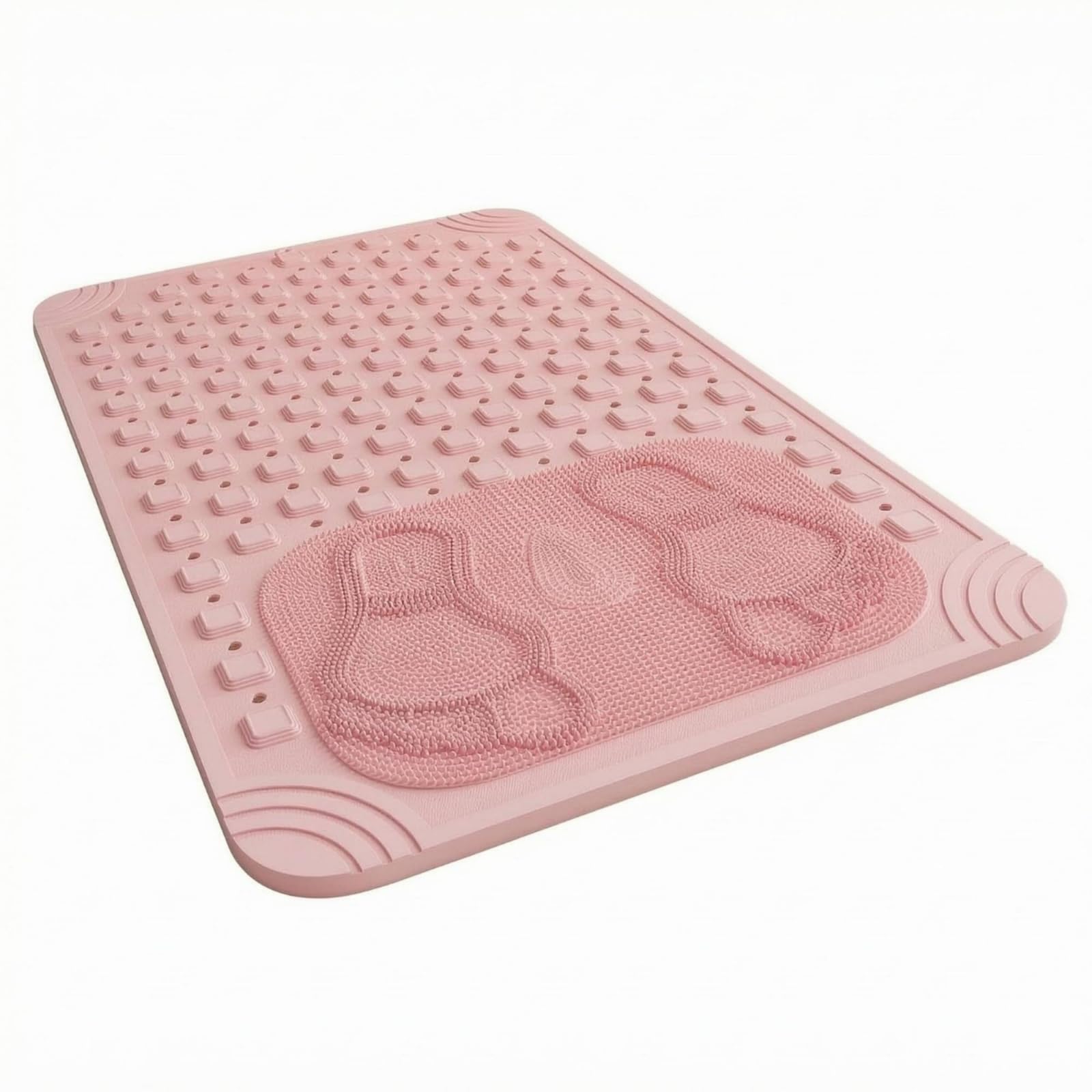 Tappetino Antiscivolo Bagno Tappeto Doccia Tappeto Vasca Pedana Massaggiante con Ventose in Materiale TPE Ispessito con Superficie Testurizzata E, Rosa, 58 88cm