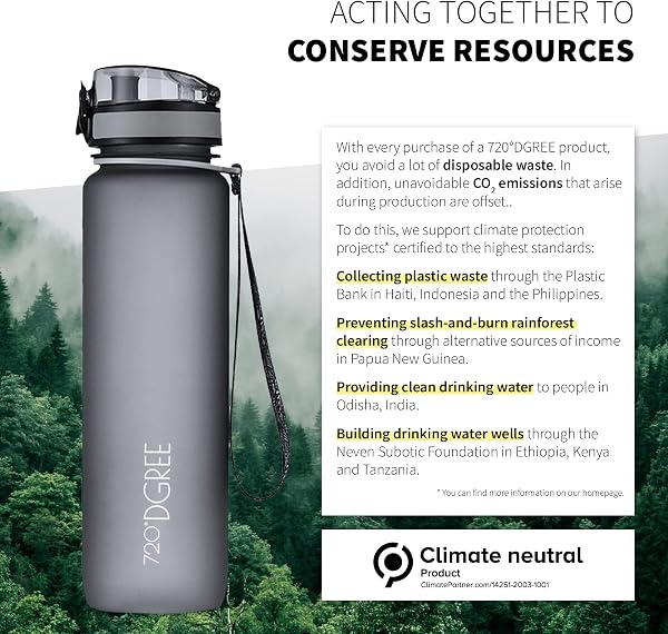 720°DGREE Bottiglia d'Acqua “uberBottle“ +Setaccio Frutta - 350ml, 500ml, 650ml, 1l, 1,5l - Tritan Senza-BPA, Prova Perdite - Il Borraccia Sportiva, Fitness, Ciclismo, Palestra, Scuola, Università - 5