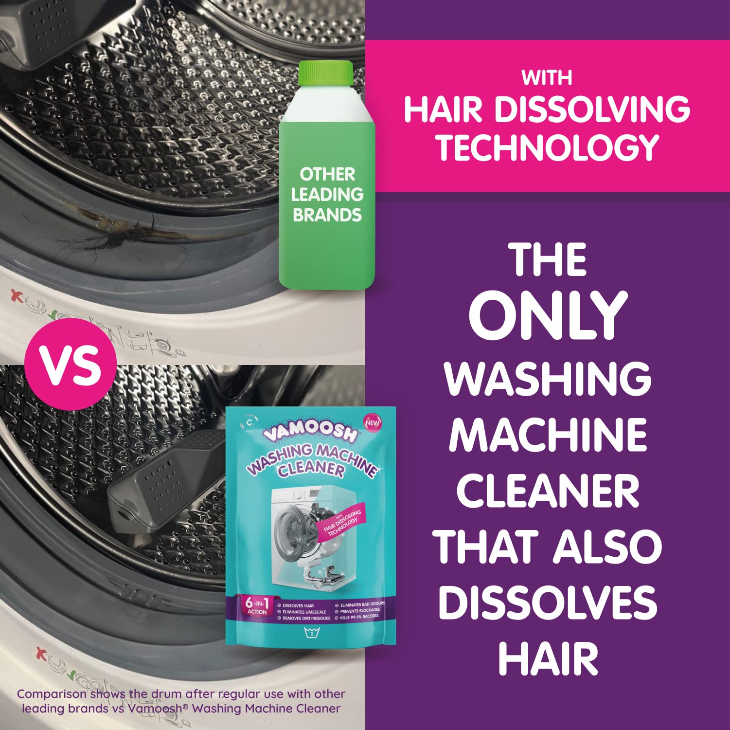 Buy Vamoosh 6in1 Washing Machine Cleaner, Dissolves Hair, Eliminates