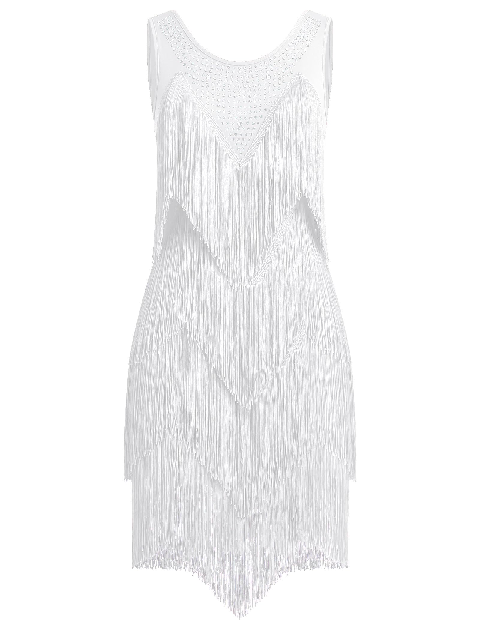 Damen Quaste Latin Dance Kleid Vintage 1920s Ärmellos Sexy Cocktail Party Fransen Flapper Fancy Kleider Mini Tango Samba Cha Cha Clubwear Ballroom Kostüme