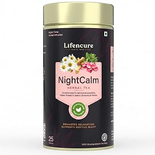 Better Sleep & Stress Relief - Herbal NightCalm Sleep Tea (25 Tea Bags) – Caffeine-Free Night Tea with Chamomile, Tulsi, Ashwagandha & Rose | Relaxation & Calm Support Bedtime Herbal Infusion