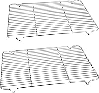 P&P CHEF Stainless Steel Cooling Racks (2 Pack) - 16.6x11.5" Heavy Duty Oven-Safe Baking Grilling Racks, Dishwasher Safe, Dense Wires