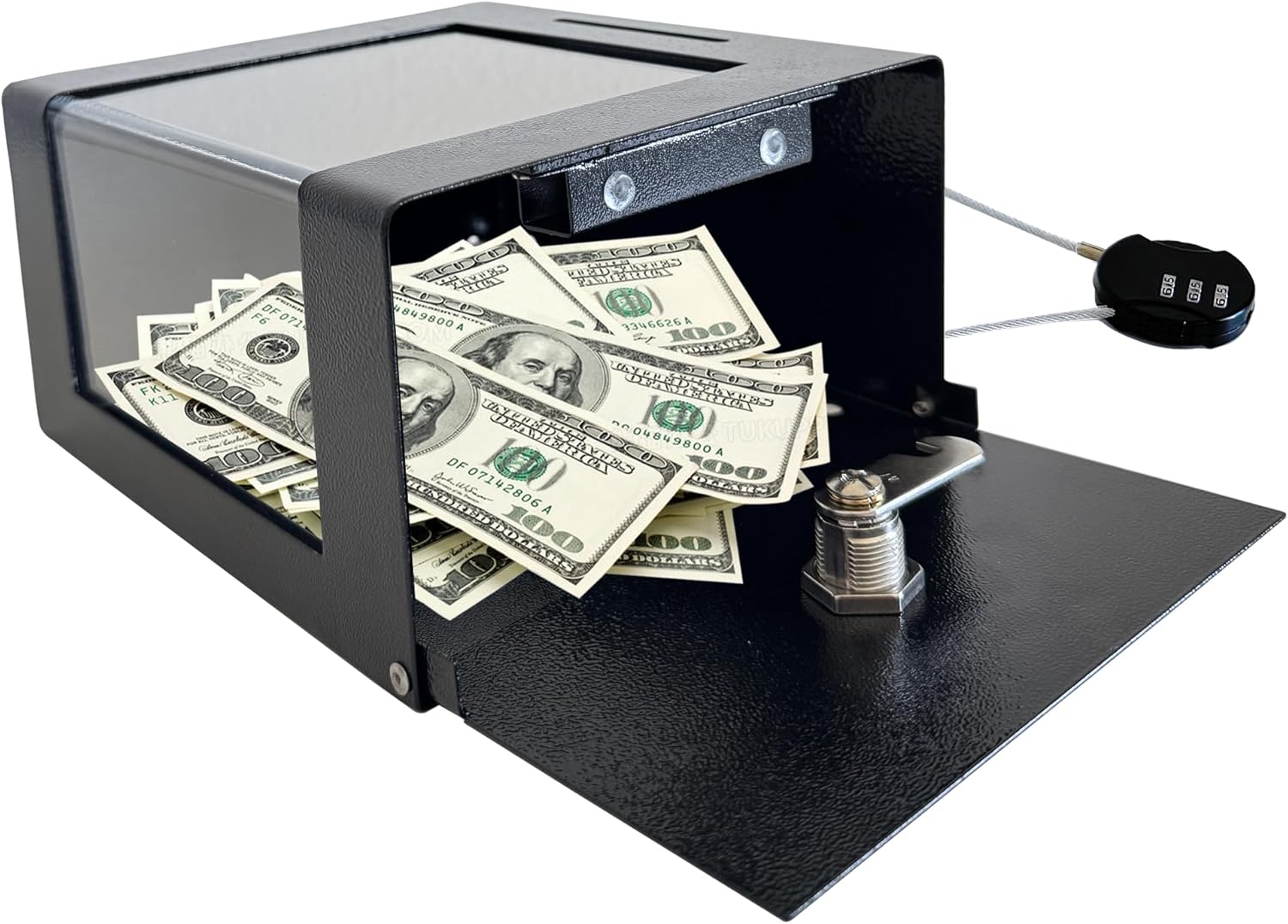 Steel Locking Tip Box - Heavy-Duty Secure Tip Jar with Combination Cable Lock, Ideal for Taxi Tips, Donations, Suggestions, Business Cards, Cash, and More in Family Churches, Restaurants, and Events.