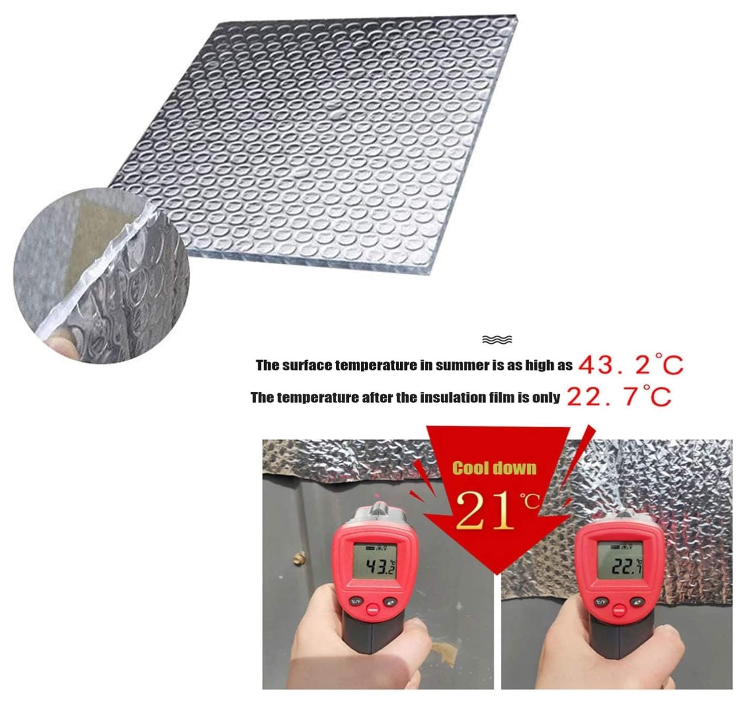Isolierrolle, Selbstklebende Wärmedämmrolle aus Aluminiumfolie und Luftpolsterfolie, 1 Stück, verschiedene Größen(1x3m)