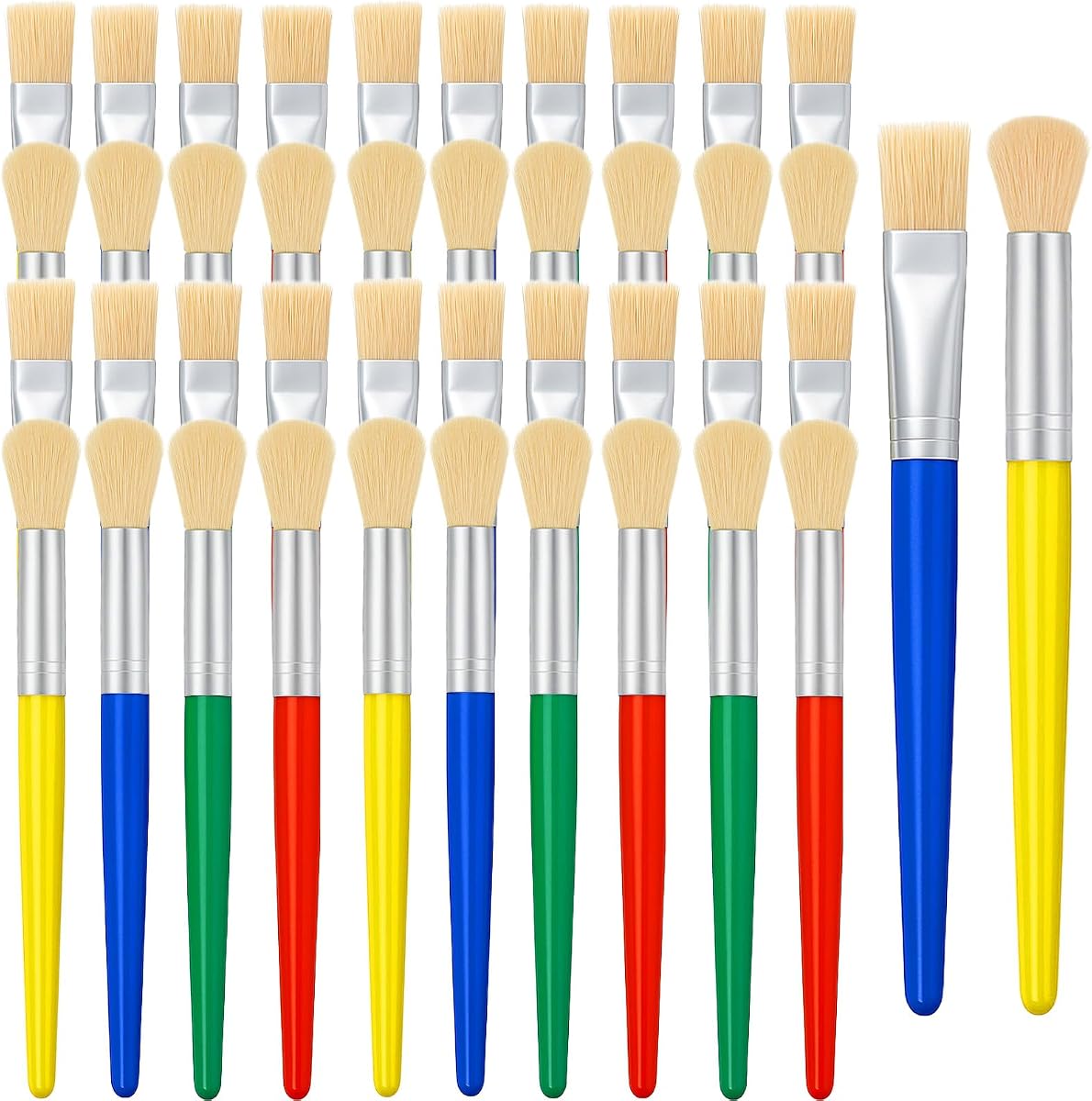 Juego de 48 pinceles de pintura para niños, pinceles a granel, grandes, redondos y planos, para pintura acrílica, óleo, acuarela, pintura lavable