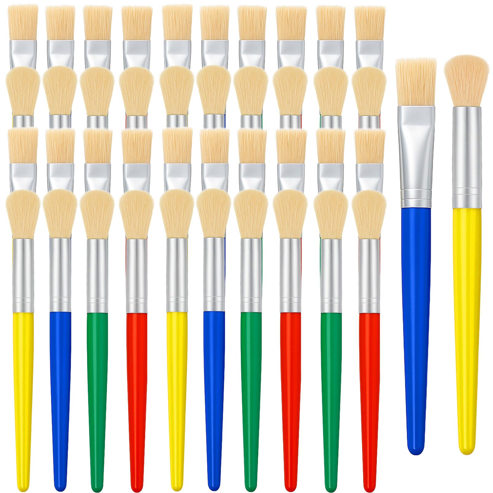 48 Pcs Paint Brushes for Kids Bulk Paintbrushes Set Large Chubby Round and Flat Brushes for Acrylic Painting Oil Watercolor Washable Paint