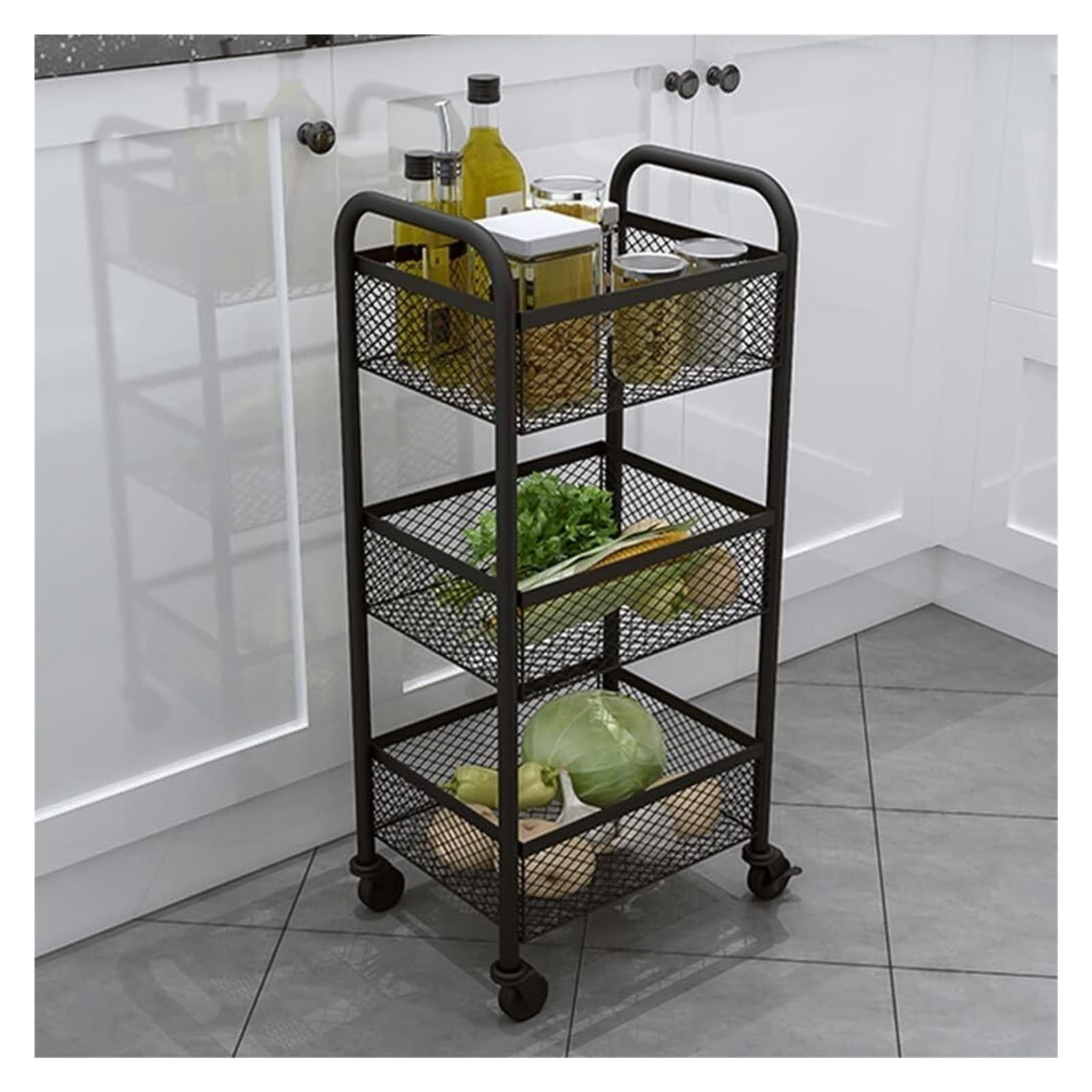 Carrito utilitario rodante de 4 niveles, carrito organizador de baño deslizante, carrito de almacenamiento multiusos para cocina, estantería blanca para uso doméstico y oficina