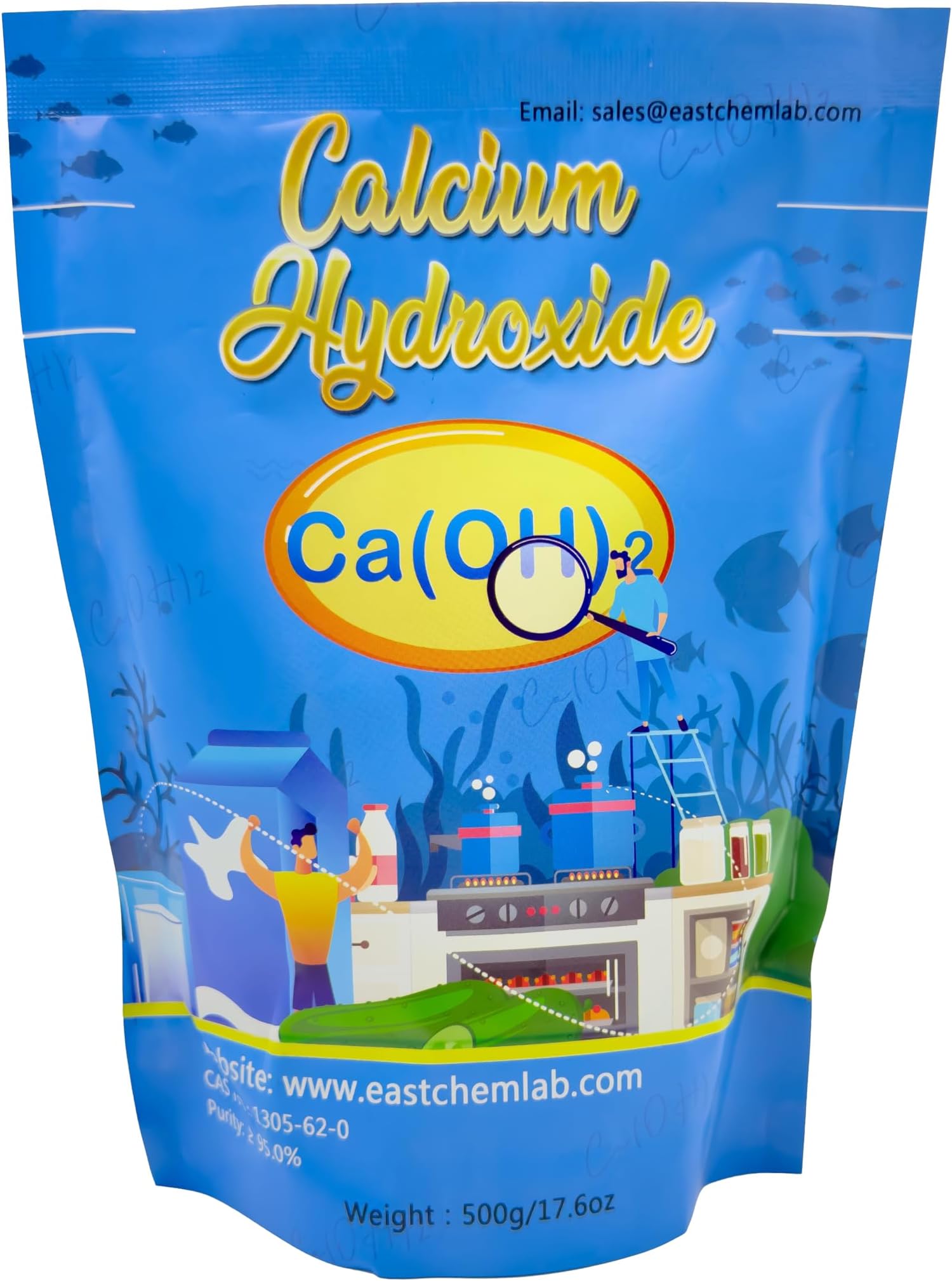 Food Grade Calcium Hydroxide(Slaked Lime) of 96%+ Purity CAS:1305-62-0 (500g/17.6oz)