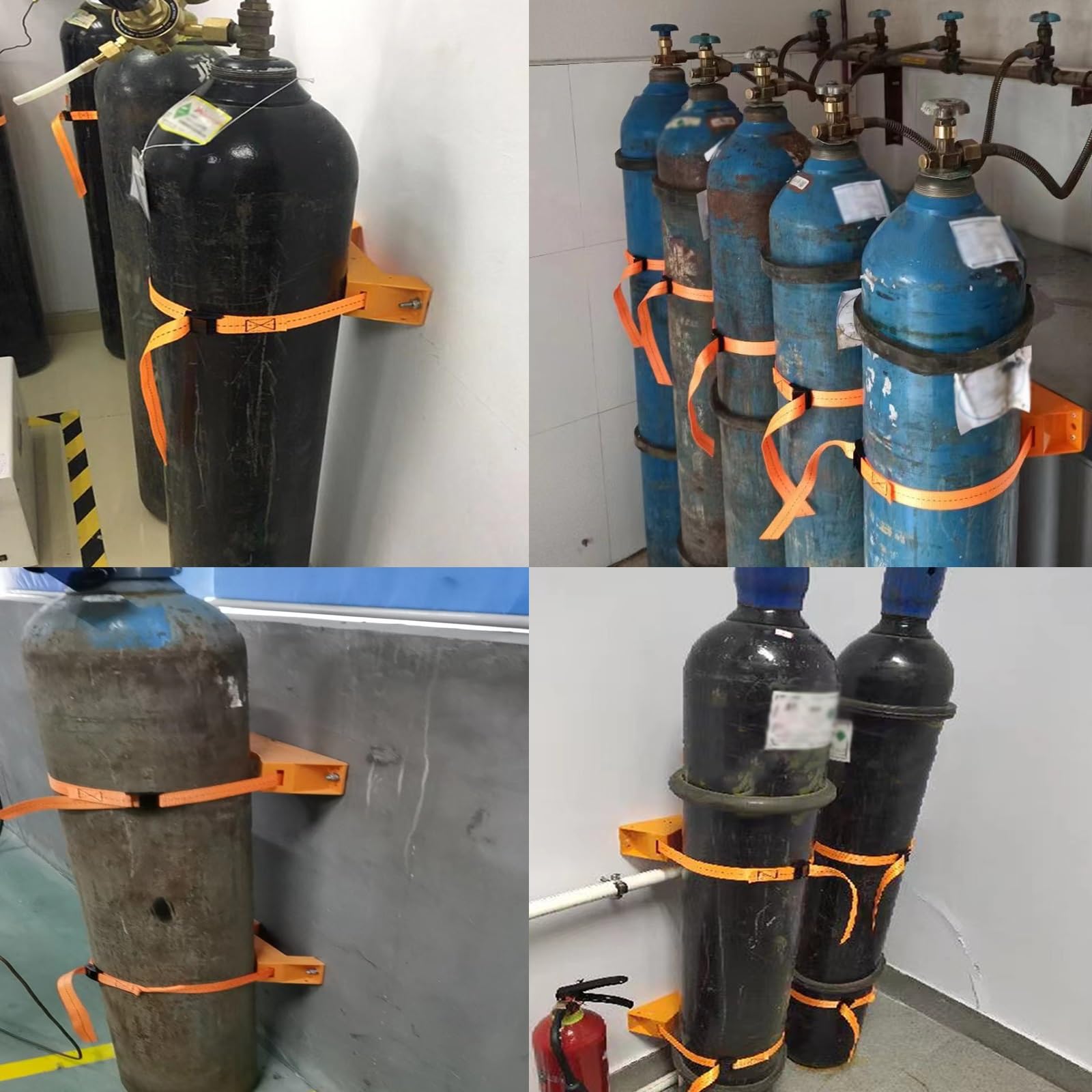 Estante cilíndrico de oxígeno, estante de cilindro de gas ajustable para montar en la pared, estante organizador ABS con correa de 39 pulgadas y 2 tornillos de fijación, perfecto para uso doméstico o