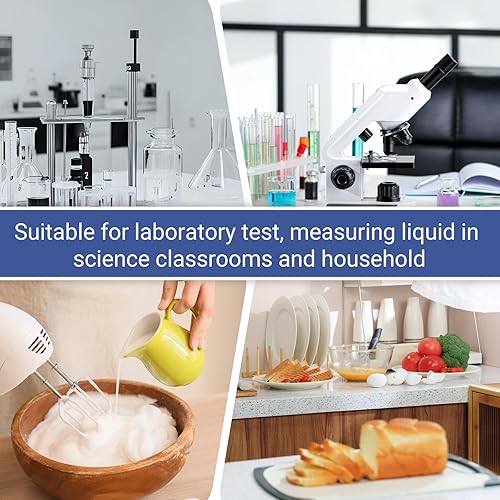 Miniatura 6 de Cilindros graduados de plástico, cilindros de laboratorio de pruebas graduadas transparentes con marcado de 2 lados, cilindros de medición de 1.7 fl