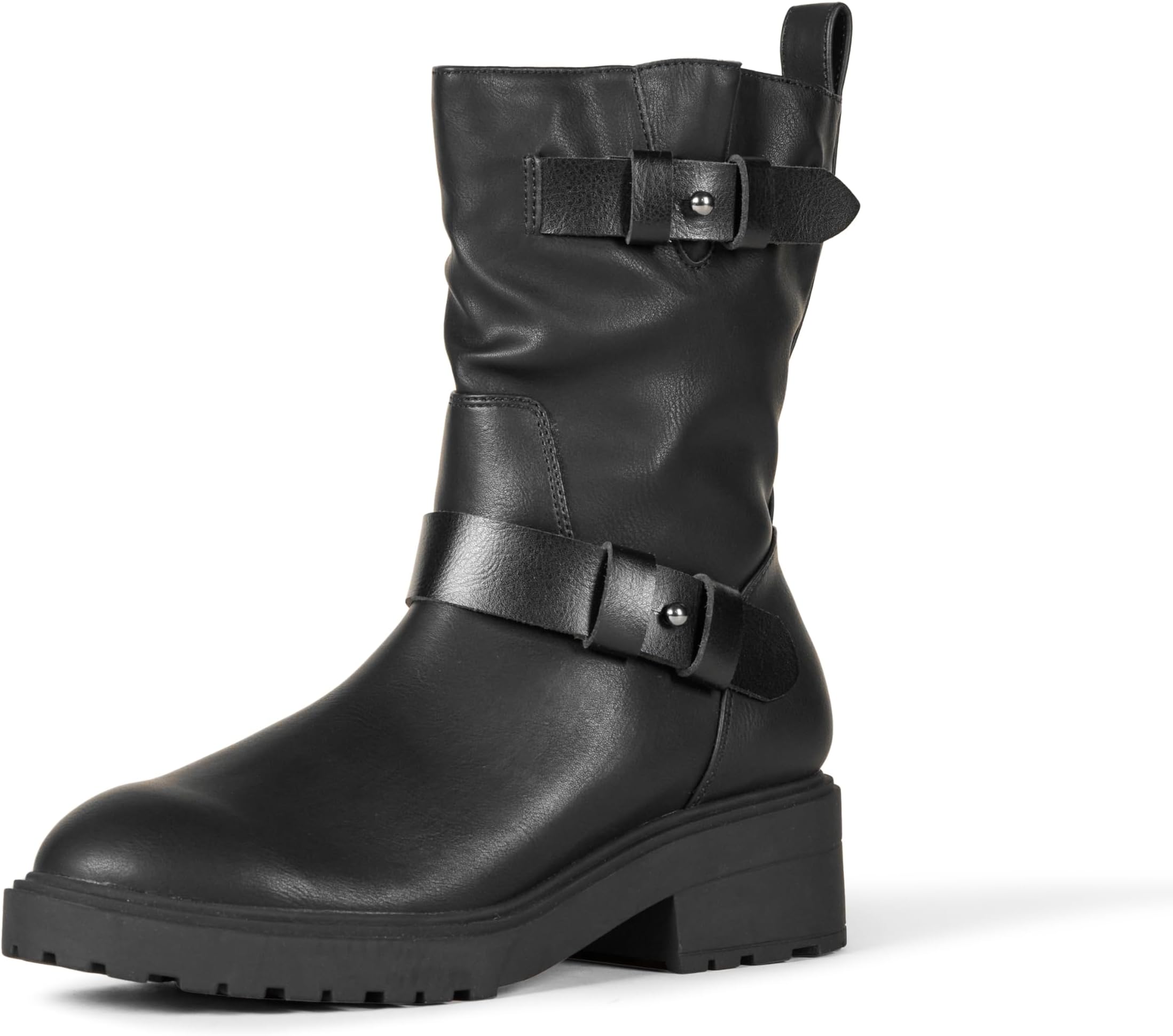 – Women's Mid-Calf Cropped Biker Boots