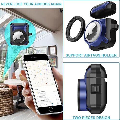 Miniatura 4 de Case Camera Design Armor Case Cover - Funda protectora militar con llavero a prueba de golpes, color negro y azul