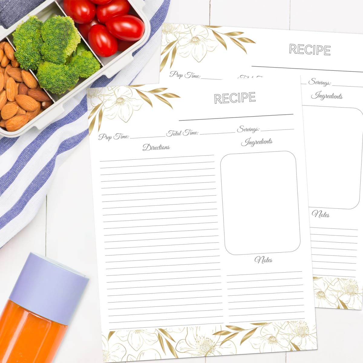 Raccoglitore per ricette, 8,5 x 11 cm, 3 anelli, libro di ricette da scrivere nelle proprie ricette, organizer per ricette con carte, maniche e divisori, raccoglitore per ricette a pagina intera