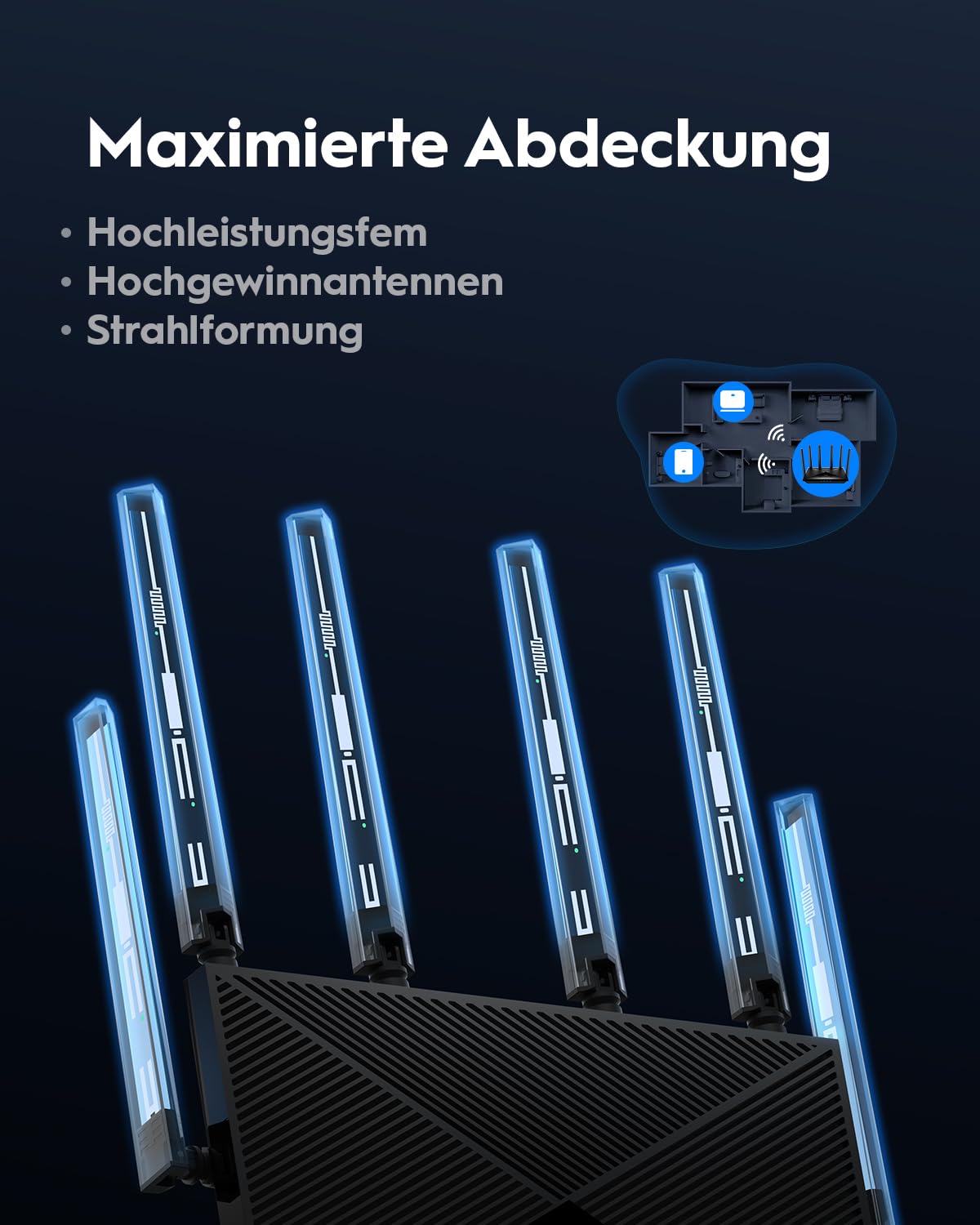 Cudy Tri-Band WiFi 7 BE11000 Router, 6-Stream 10 Gbit/s, 4 × 2,5G-Ports, bis zu 11000 Mbit/s, VPN-Server und -Client, Cudy-App und Mesh, 6 × Hochleistungsantennen, WR11000