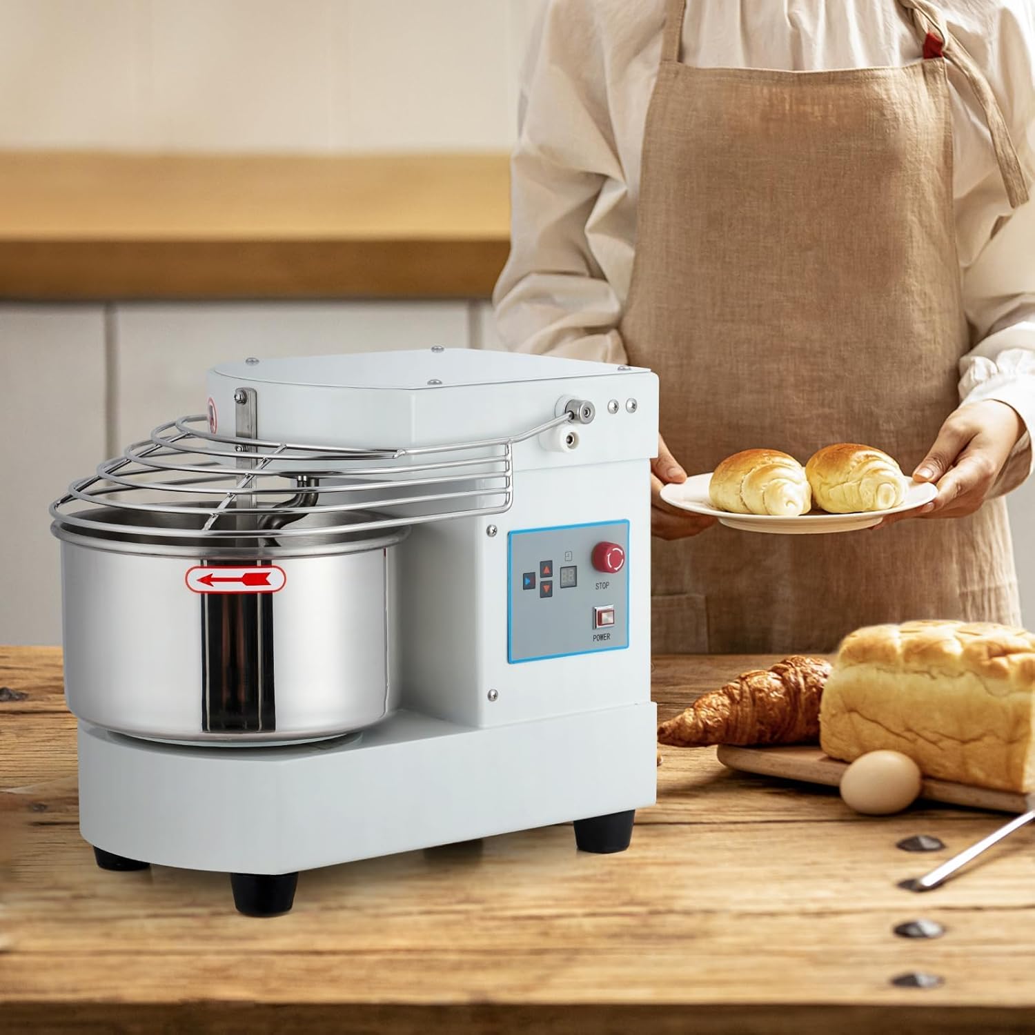 GarveeHome 10.5 Qt Household Stand Mixer, Touch Screen Dough Mixer Machine with Timer, Security Shield, 650W Dual Rotating Dough Kneading Machine Stainless Steel Bowl for Restaurant Bakery