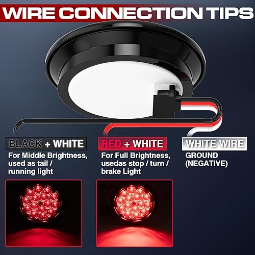 Miniatura 4 de NBXPOW 2 luces LED de remolque de 4 pulgadas, luces traseras de freno y giro con ojal y enchufe, lámparas de marcador de espacio lateral selladas al