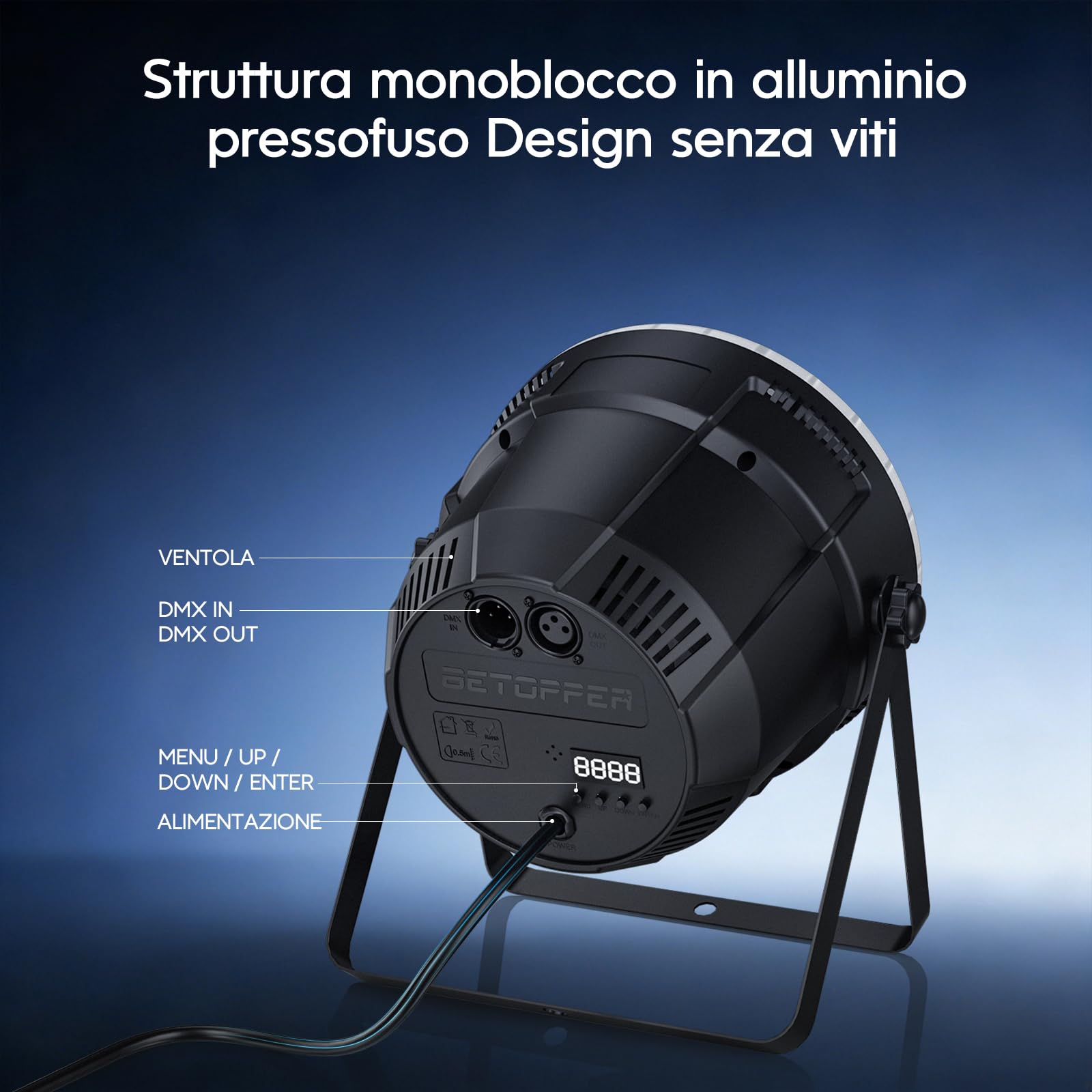 BETOPPER PAR LED 54x3W Faretti da Palco Par Can RGB 3-in-1 con Luminosità Superiore, Controllo Remoto, Effetti Stroboscopici e Wash DMX per Feste, Concerti, Matrimoni, Chiesa, Bar, Eventi(1pz)