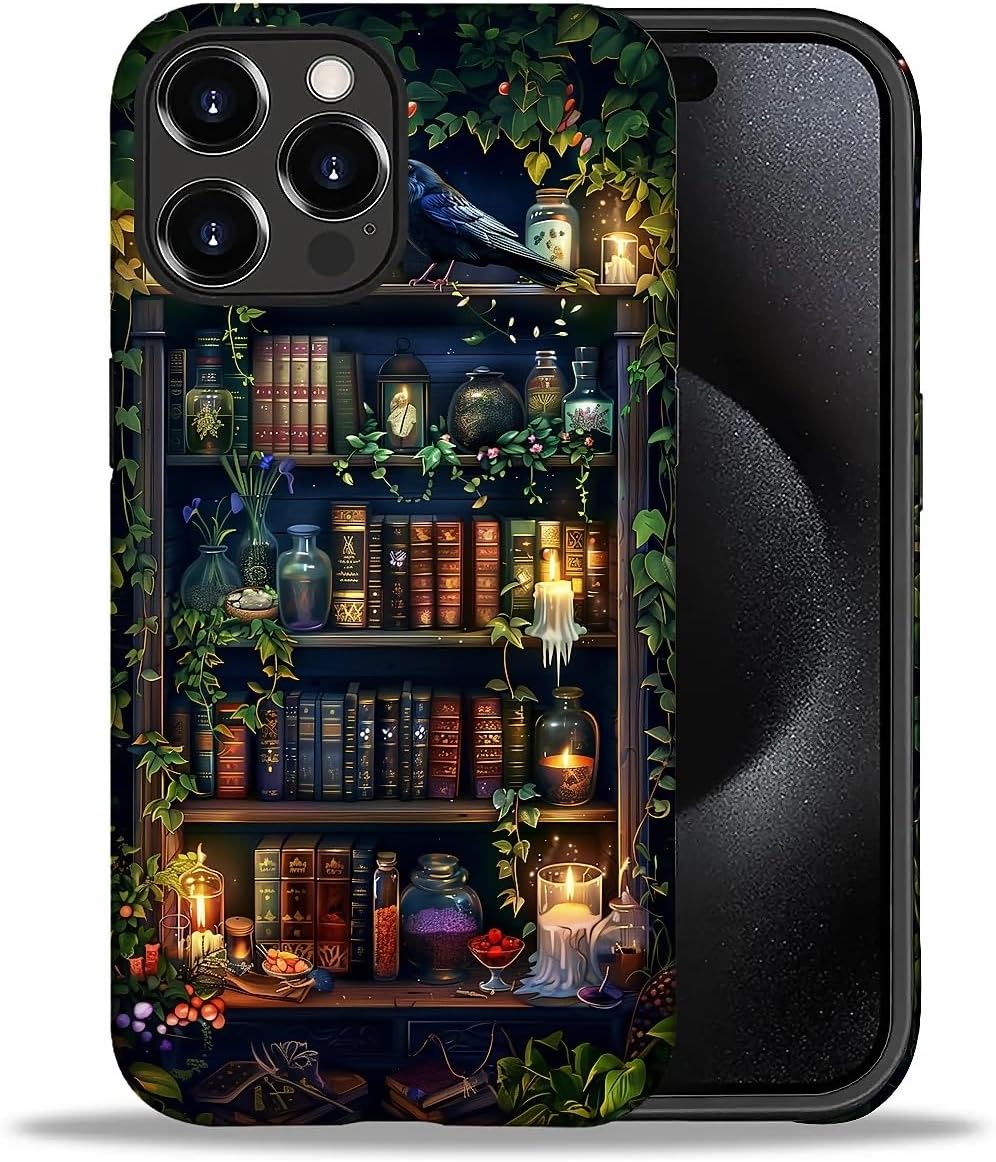 DAIZAG Compatible with iPhone 16 Pro Max Case,Book Lover Bookshelf Full Pattern Plastic Soft TPU,Double Protection Corner Case for iPhone 16 Pro Max