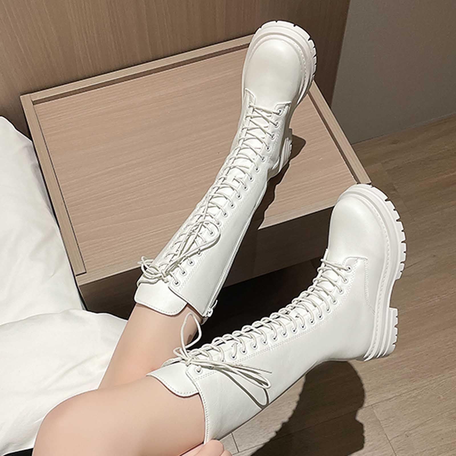 Generisch Botas altas hasta la rodilla para mujer, de ante y vaquero, botas de invierno, elegantes, con cordones, estilo occidental, botas de equitación para otoño e invierno