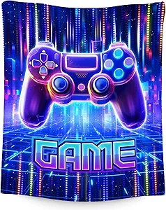 Blankets for Boys - Cool Gamer Blanket Gifts - 60x80 Inch Cozy Soft Flannel Gaming Throw for Couch Office, Bed