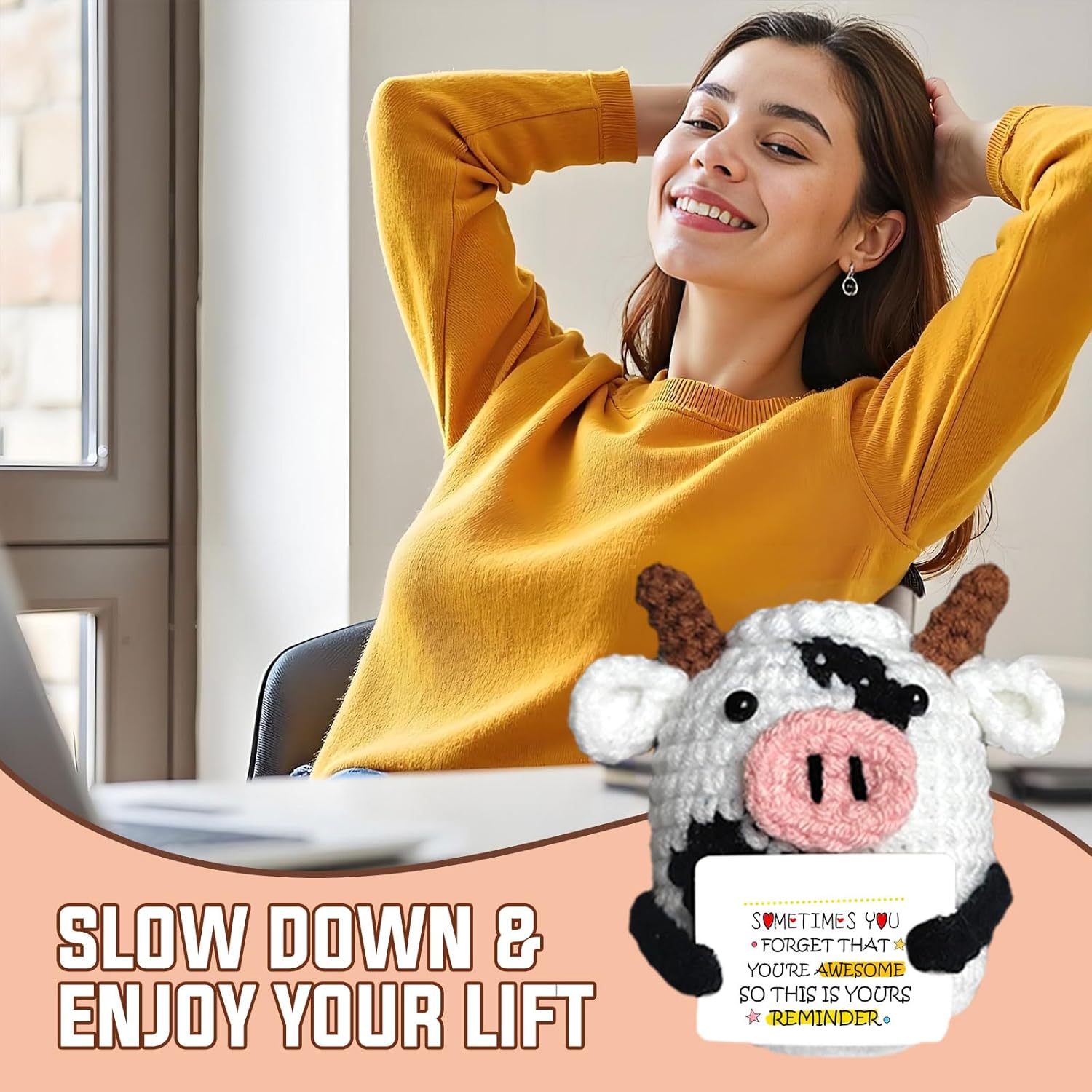 Rafaelle Thank You Appreciation Gifts for Friends - Emotional Gifts for Women Men Coworker Teacher Family Boss Mentor Support Inspirational Cute Handmade Crochet Small Cows Custom Present - Image 9