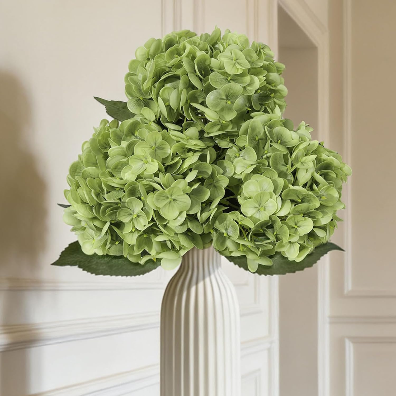 SwanMoon 3PCS Real Touch Artificial Hydrangea Flowers, 21 Inch Large Lifelike Silk Dry Faux Hydrangeas for Wedding, Home, Party, Office & Table Centerpiece Decoration