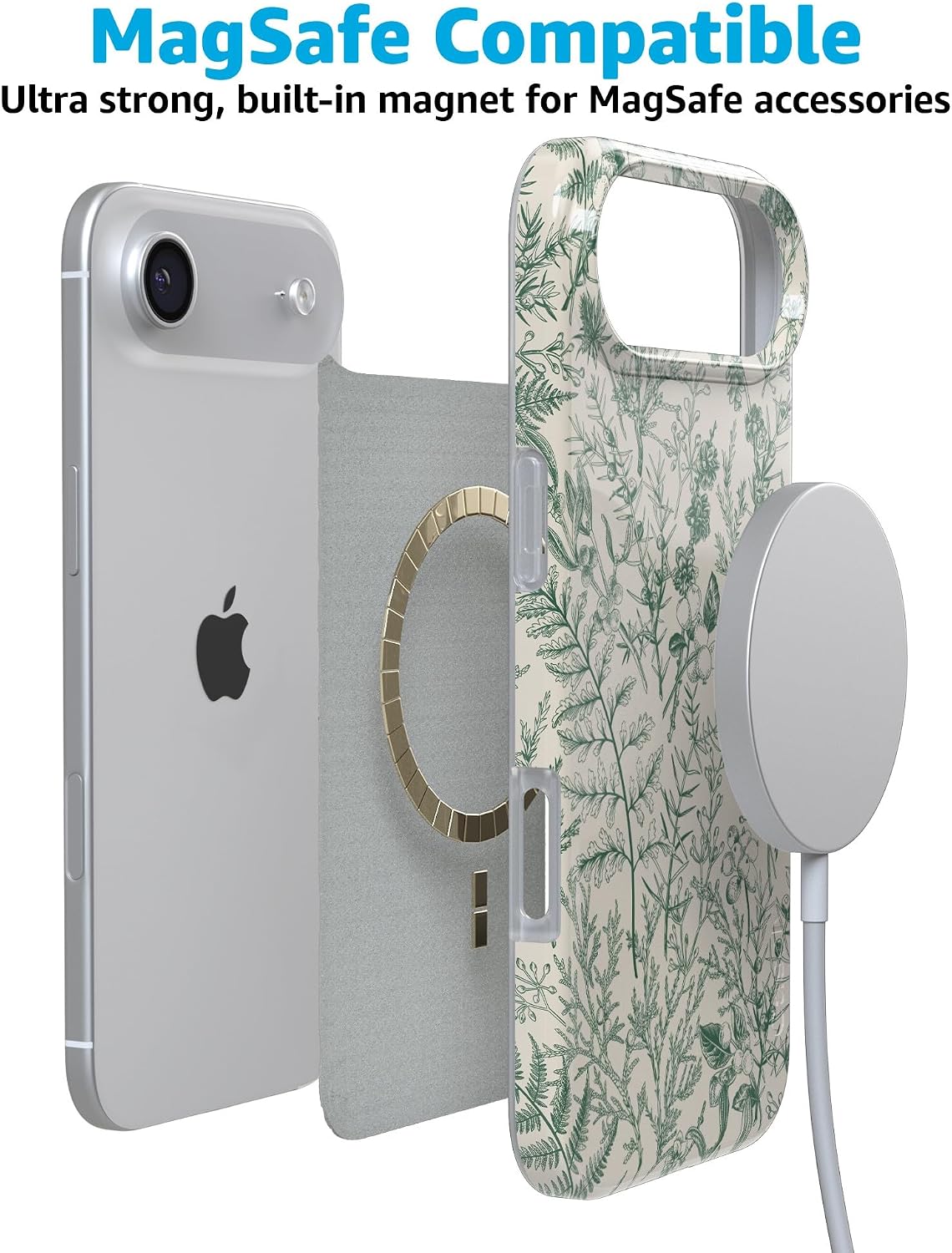 Casely iPhone 17 Air Case | Sage Garden | Green Floral | Compatible with MagSafe | Classic Ultra Slim Design