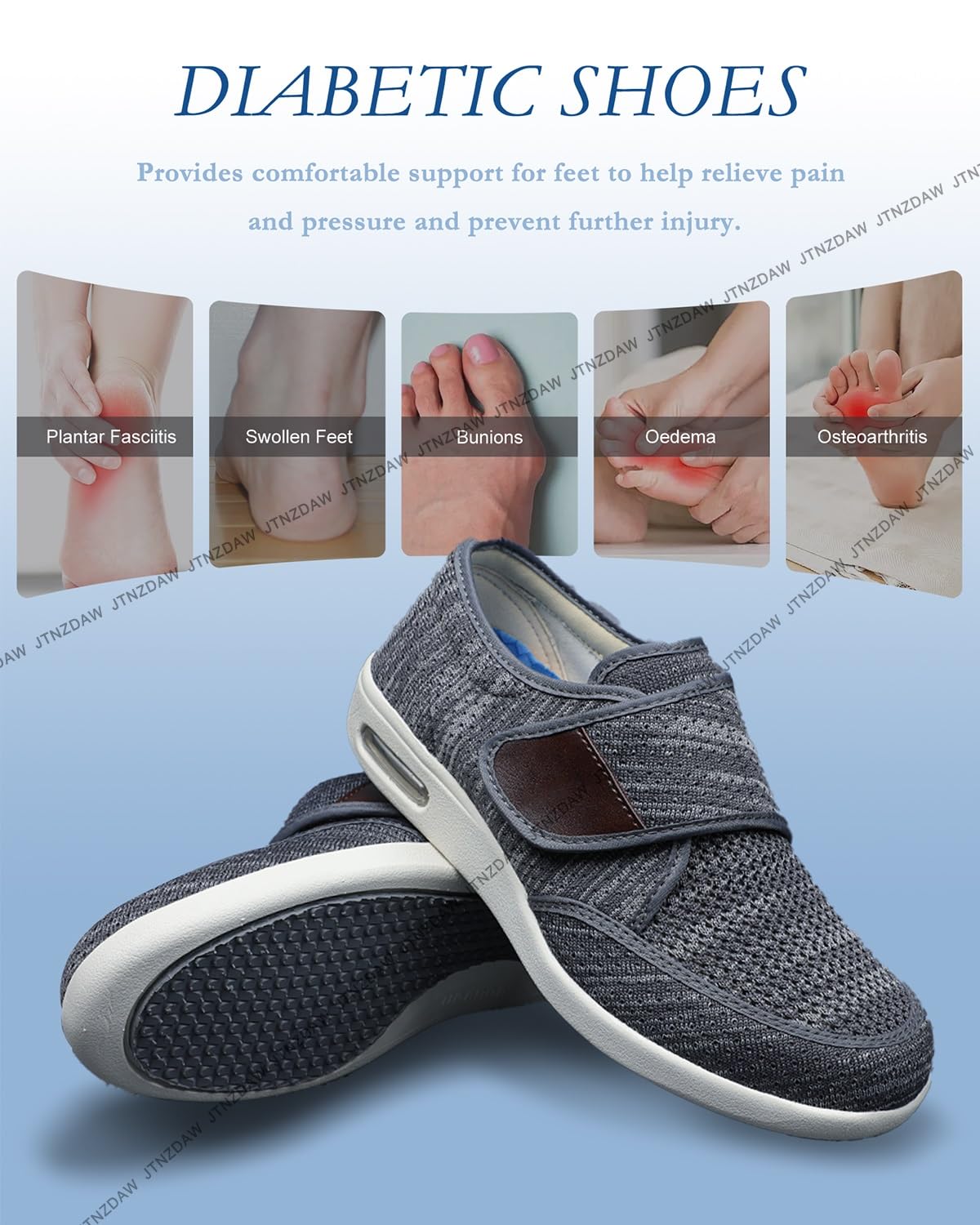 Zapatos Pies Hinchados ortopédicos Deportivos para Caminar Zapatillas ortopédicas Fascitis Plantar Hombre