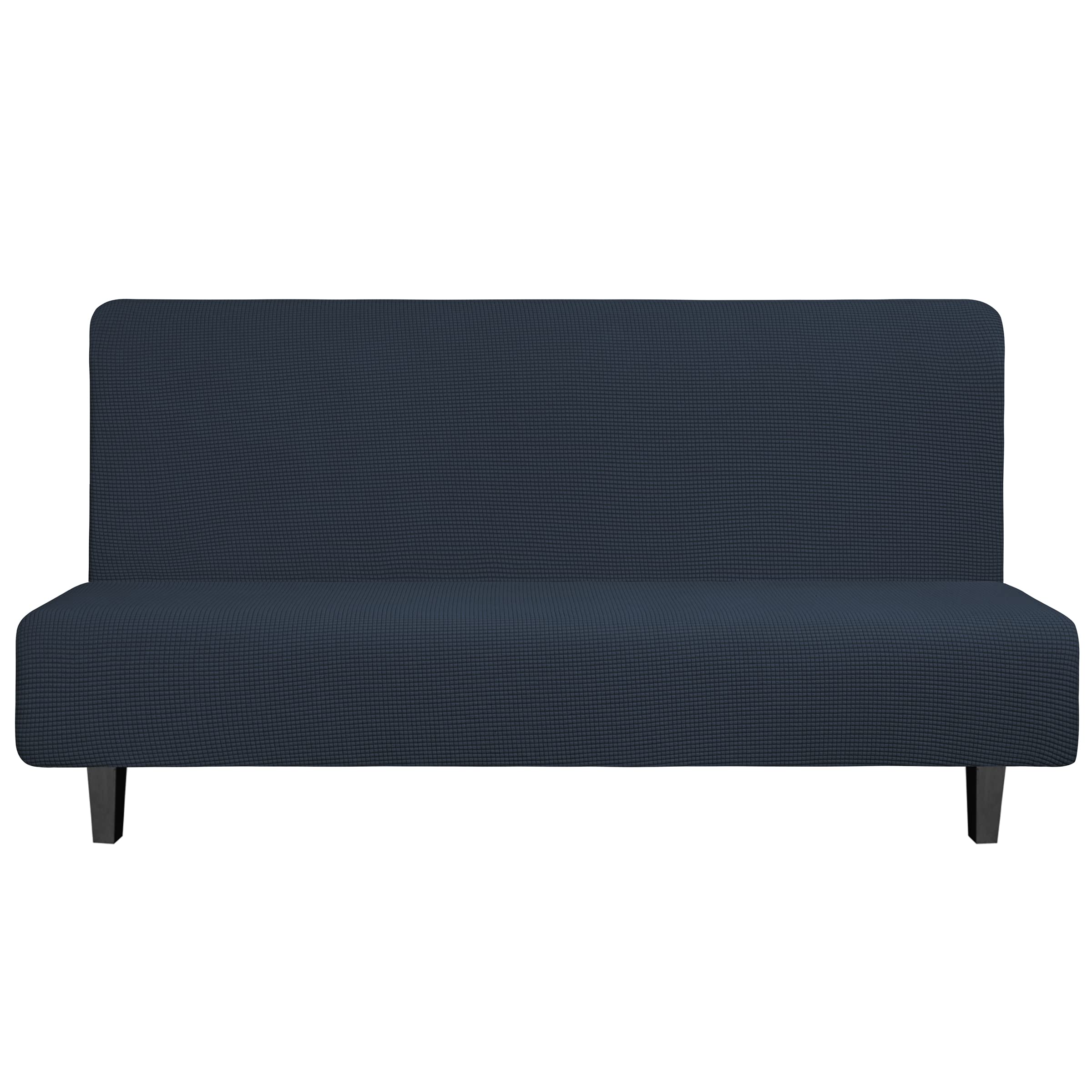 Easy-Going Stretch Large Futon Slipcover Armless Futon Cover Dark Blue