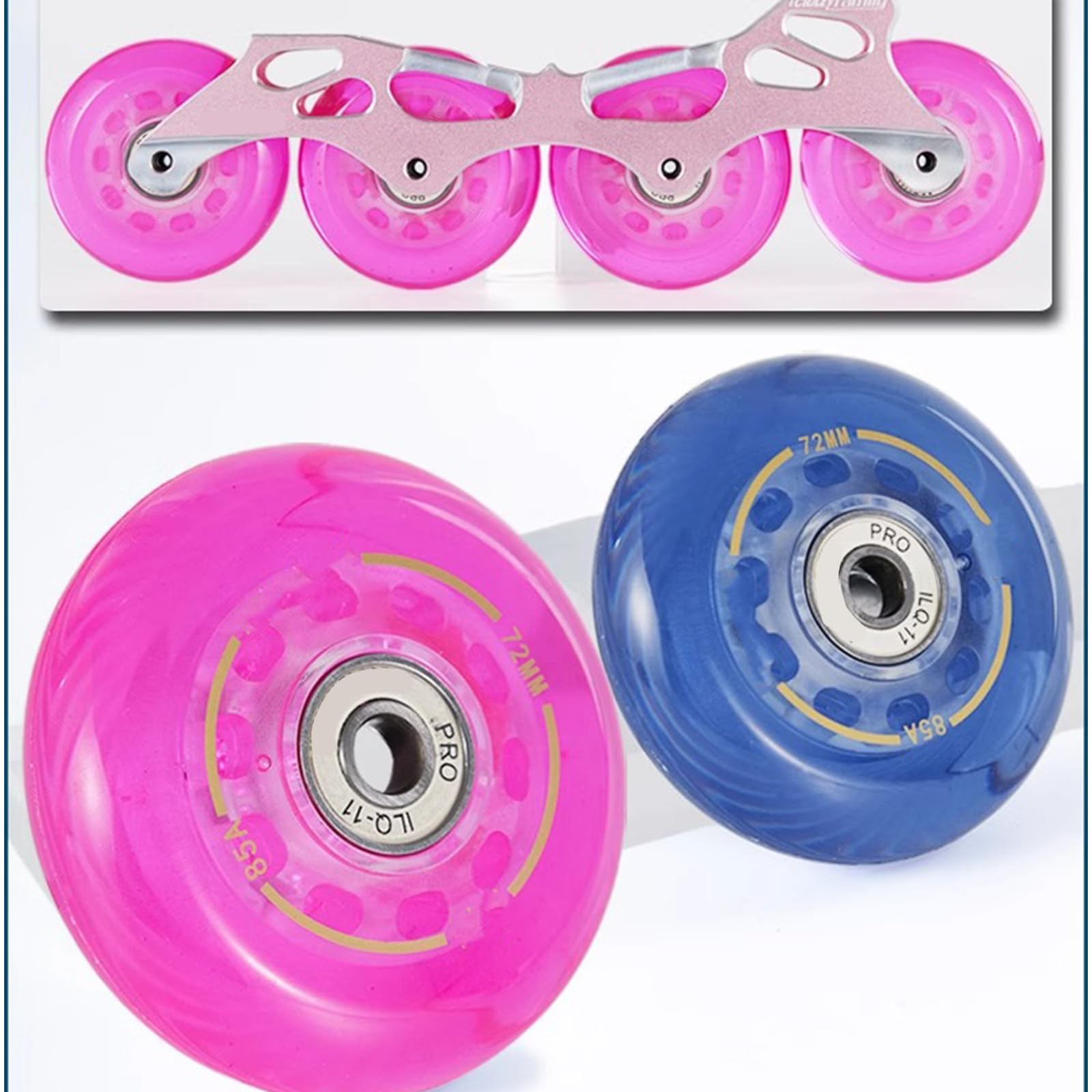 Ruote per Pattini in Linea, Confezione da 8, Ruote di Ricambio per Pattini in Linea, per Interni Ed Esterni, con Cuscinetti Preinstallati. Pink 68mm
