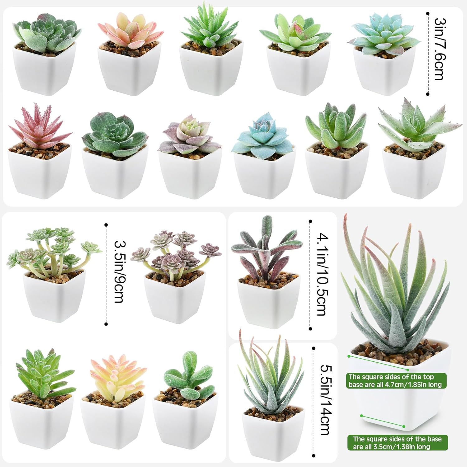 36 Pieces Mini Artificial Succulent Plants Potted Assorted Decorative Fake Succulent Plants with Pots Set Small Plastic Faux Succulents in Pots for Room Bookshelf Desk Bedroom Bathroom