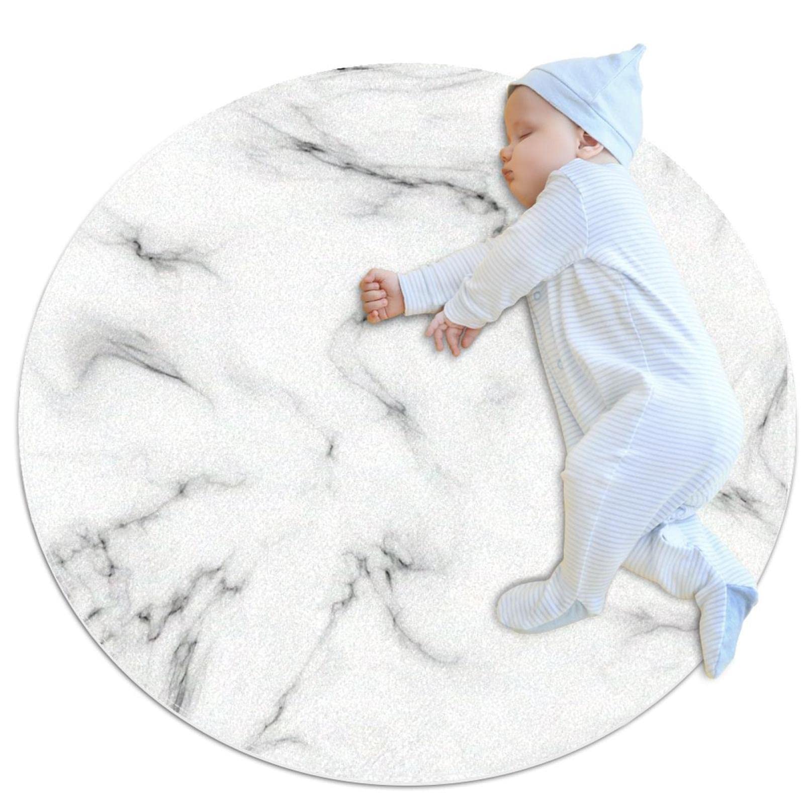 Tapis rond magique JDEZ marbre 100cm pour sécuriser le sol de la salle de jeux