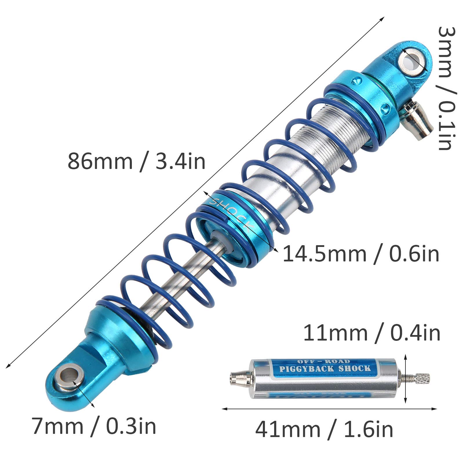 Accesorio de repuesto de amortiguador de choque de Metal de presión negativa de 2 uds apto para 1/10 RC Crawler (86mm)