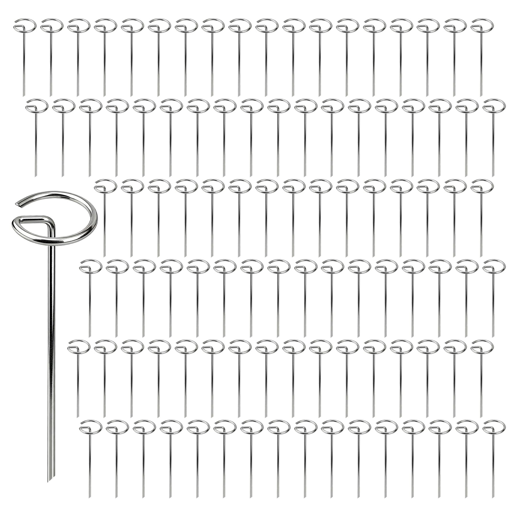 Photo 1 of 100 Pack Landscape Staples 8 Gauge 6 Inch Galvanized Garden Stakes SOD Pins Yard Lawn Spikes for Plant Cover, Tent, Weed Barrier Fabric, Turf, Inflatable and Outdoor Decorationlandscape Fabric Stakes