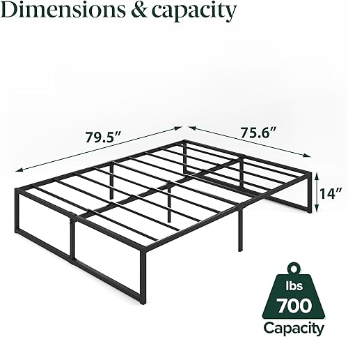 Miniatura 50 de Zinus plataforma de cama/Base de colchón de 14 pulgadas, no necesita sommier/soporte de rejilla de acero, cama doble, Acero, Negro