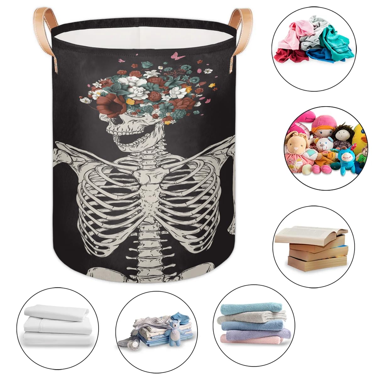 Mnsruu - Cesto Para La Colada Con Diseño De Calavera, Color