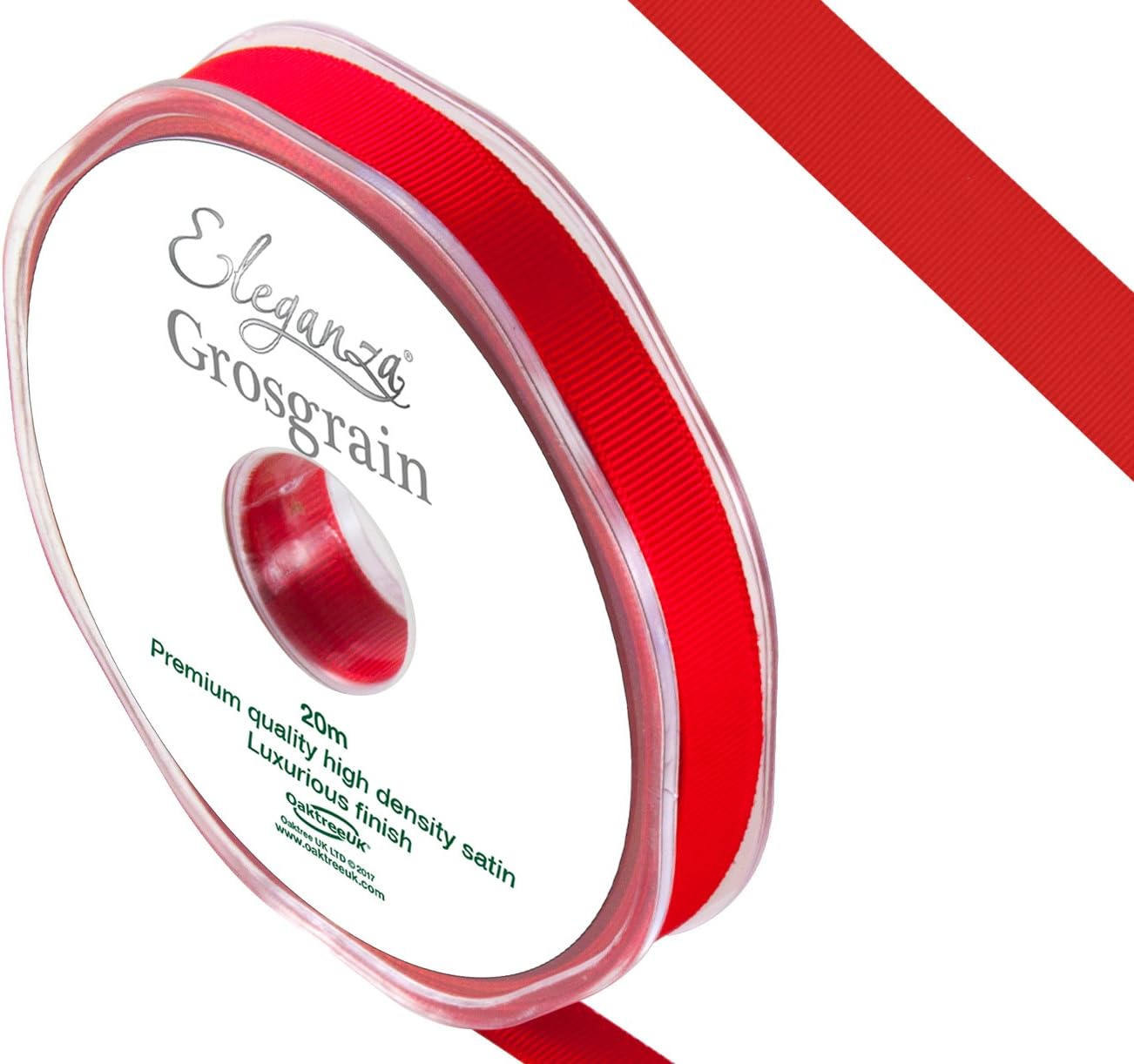 ELEGANZA Premium Quality Grosgrain Ribbon, Satin, Red, 11 x 11 x 1 cm