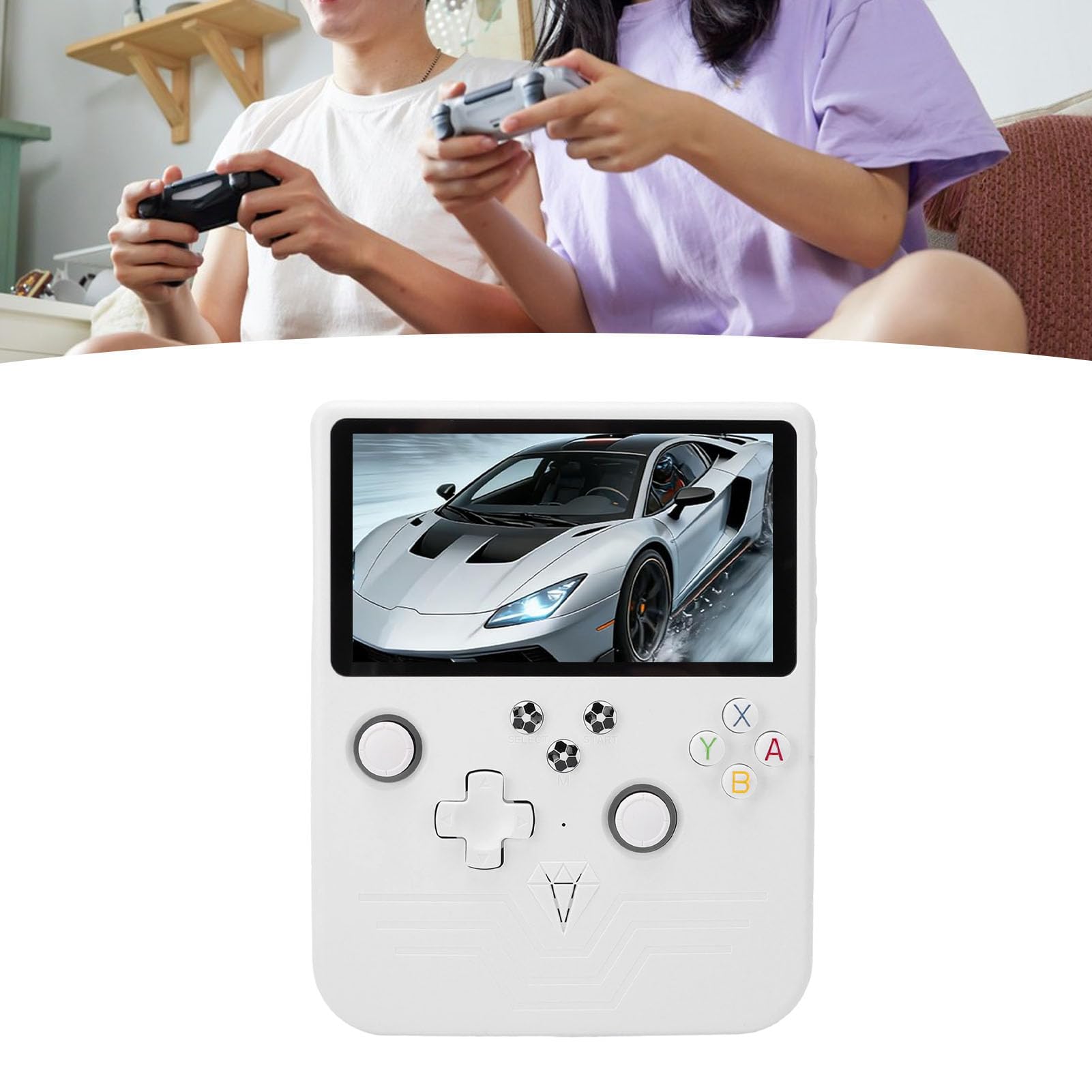 Cuifati R60MAX Retro-Handheld-Spielekonsole, 4 Zoll 1280 X 720 IPS-Bildschirm, 6000 MAh akkus und 128 GB, Eingebaut in Tausenden von 2D-3D-Klassikern, Open-Source-Linux-System, Geschenke (White)