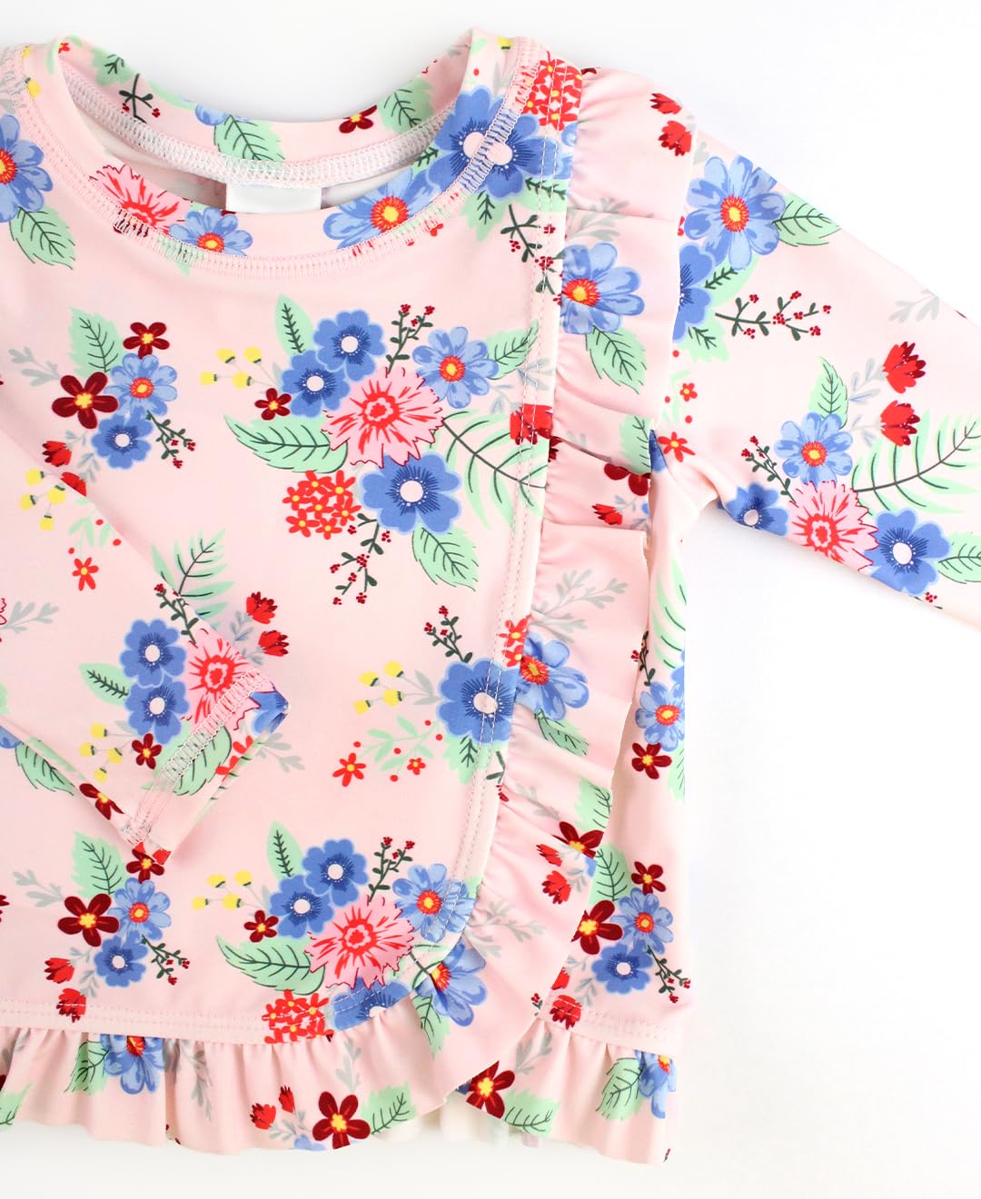 Rufflebutts Rash Guard Snapklik.com : RuffleButts Coastal Breeze Floral Ruffle Detail Long ...