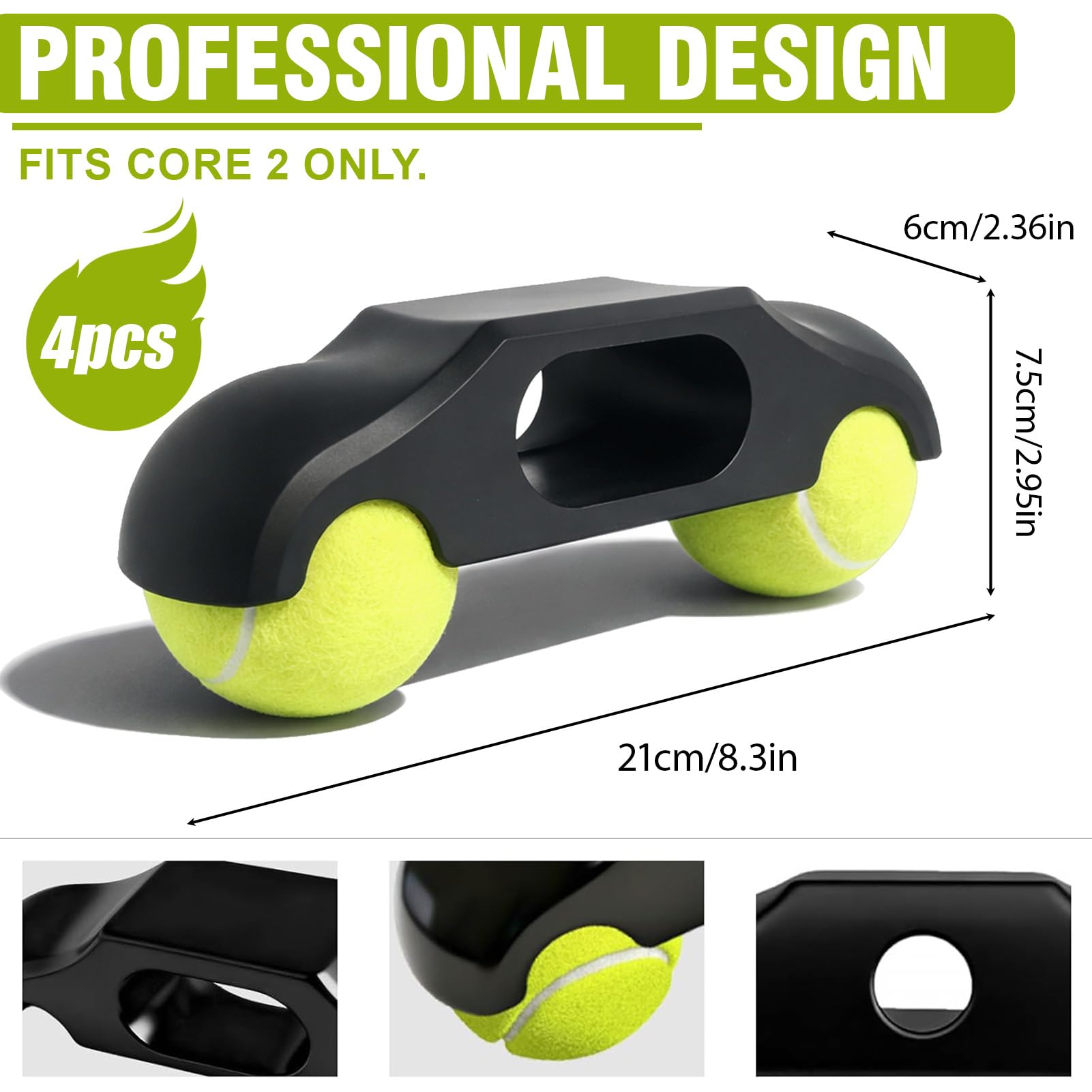 MeYuxg 4 Pieds Rocker Plate Feet avec 8 Balles de Tennis,Adaptateur de Pieds de Bascule à vélo à l'intérieur, Rocker Plate Feet Portable pour Wahoo Kickr Core 2,Home Trainer,Zwift Ride