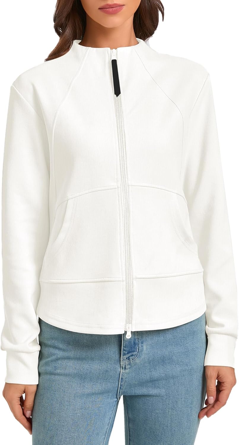 Urban CoCo Women‘s Comfy Cropped Sweatshirt Jacket Zip Up Casual Tops with Pockets 2026 Fall Winter - Image 5