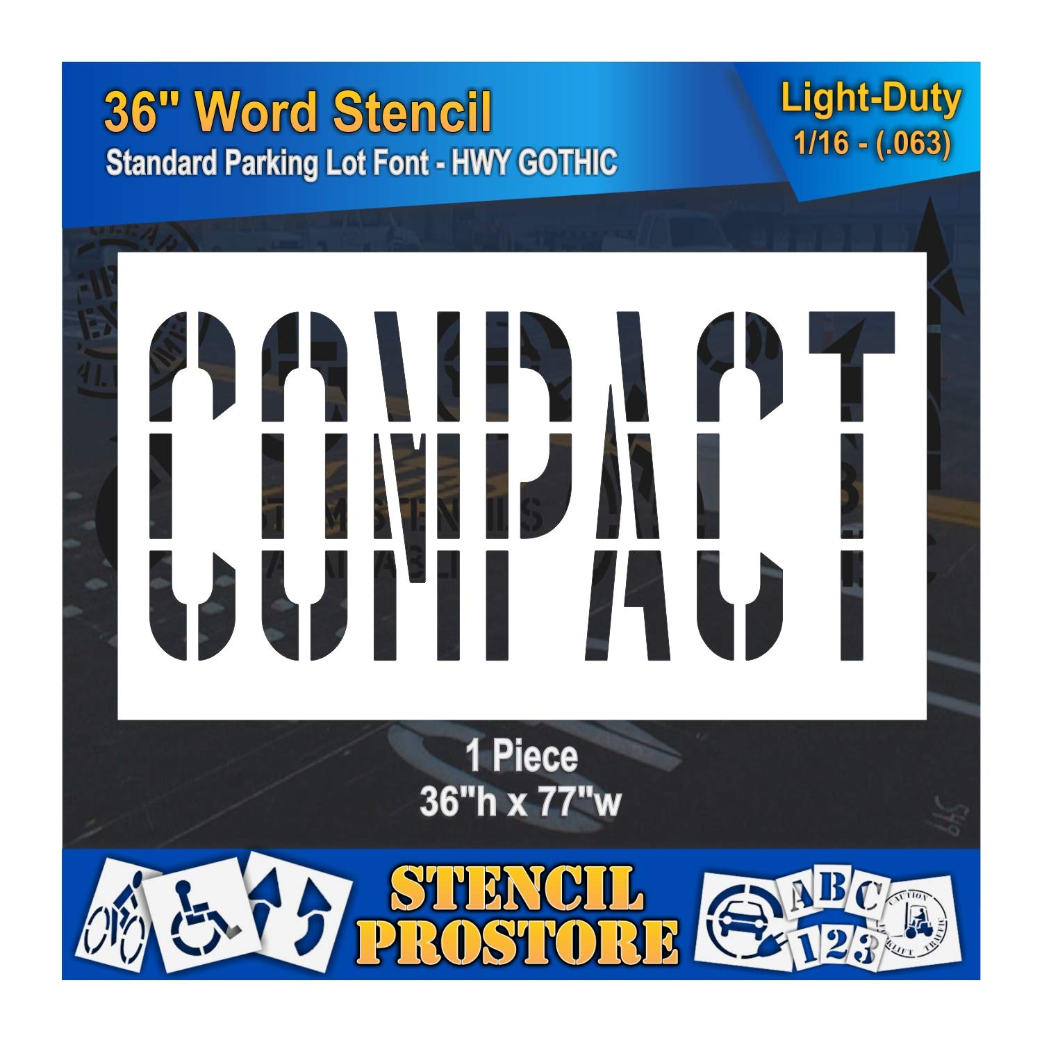 Pavement Marking Stencils - 36 inch Compact Stencil - 36" x 77" x 1/8'' (128 mil) - Pro-Grade
