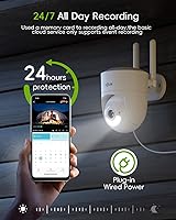 Vista 5 de Cámara de Seguridad 5G/2.4G para Exteriores, Grabación 24/7 Cámaras con Cable para Seguridad del Hogar, Alimentación por Enchufe, PTZ 360°