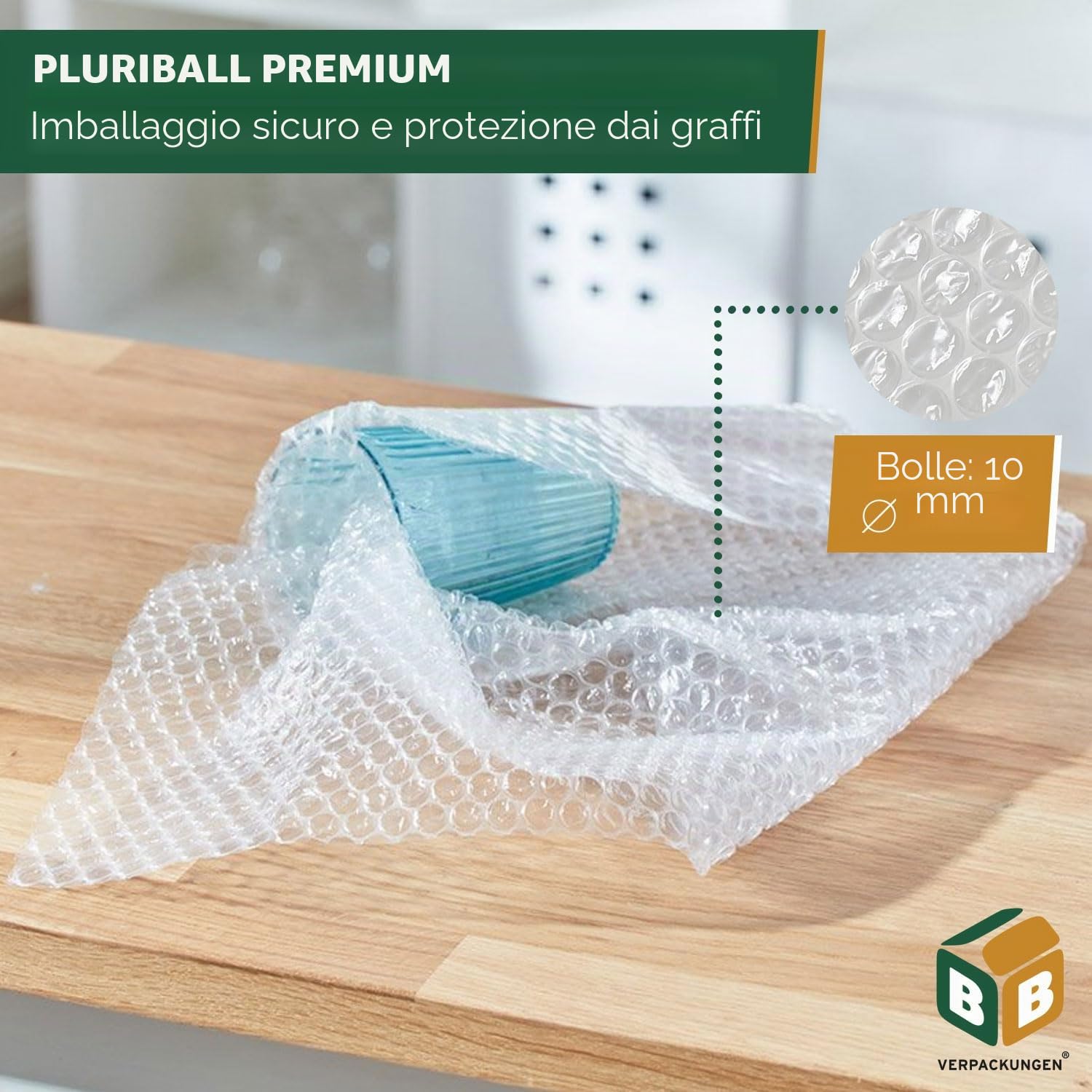 Rotolo di pluriball 0,5 x 50 m spessore 60 my pellicola per imballaggi e protezione