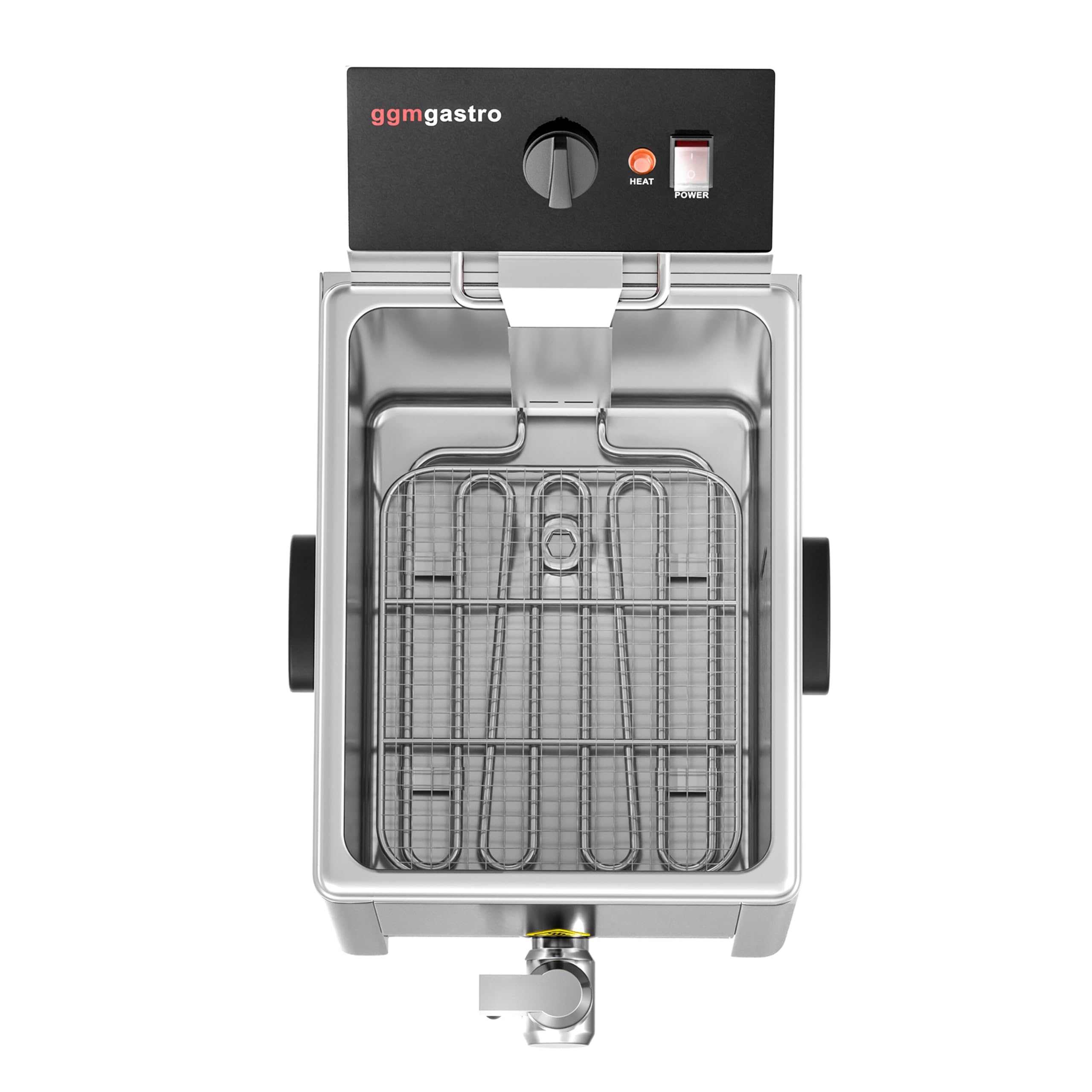 GGM Gastro Elektro Fritteuse 8 L 3,25 kW mit Ablasshahn | Professionelle Edelstahl-Bauweise, leichte Reinigung, integriertes Ablassventil, für den Dauereinsatz, sofort einsatzbereit