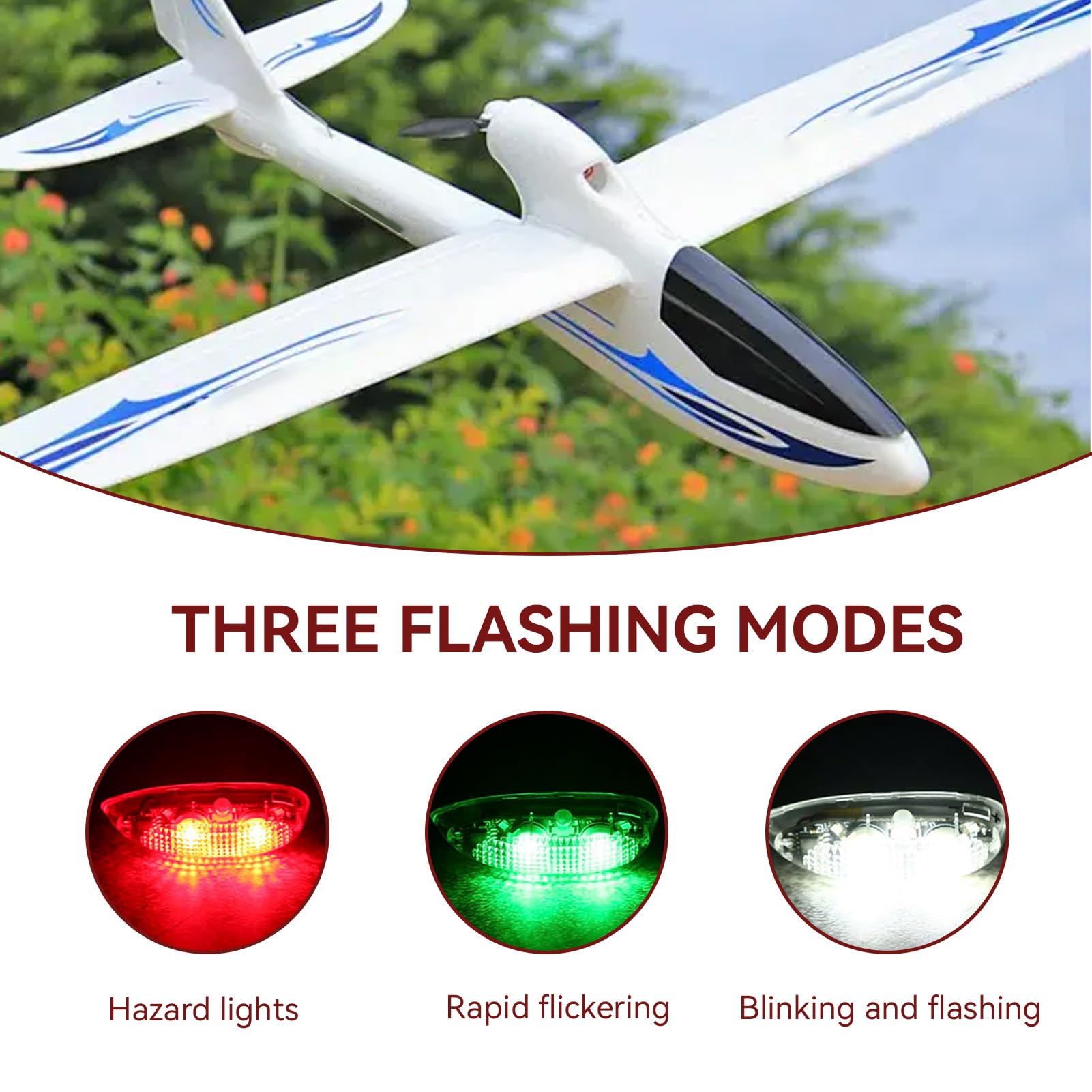HERCHR Luz para Coche RC, 3 Unidades de luz LED inalámbrica con Flash para dron, para Aviones de ala Fija RC, anticolisión, Intermitente, Advertencia para Drones, Aviones, helicópteros,