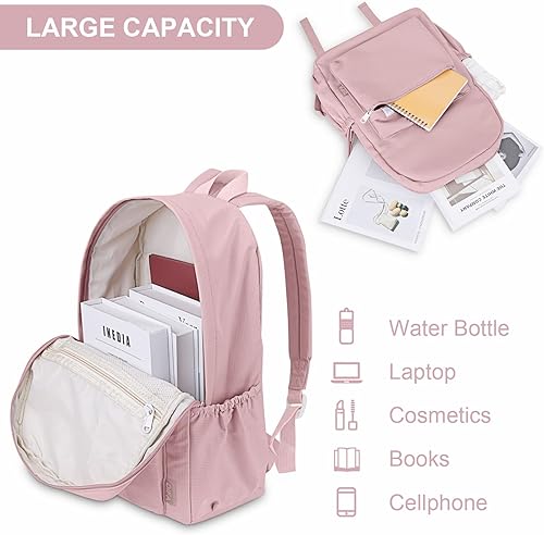 Miniatura 12 de YFGBCX Linda mochila estética para mujer, mochilas de color sólido, mochila clásica ligera para mujer, mochilas para laptop, Beige, Classic