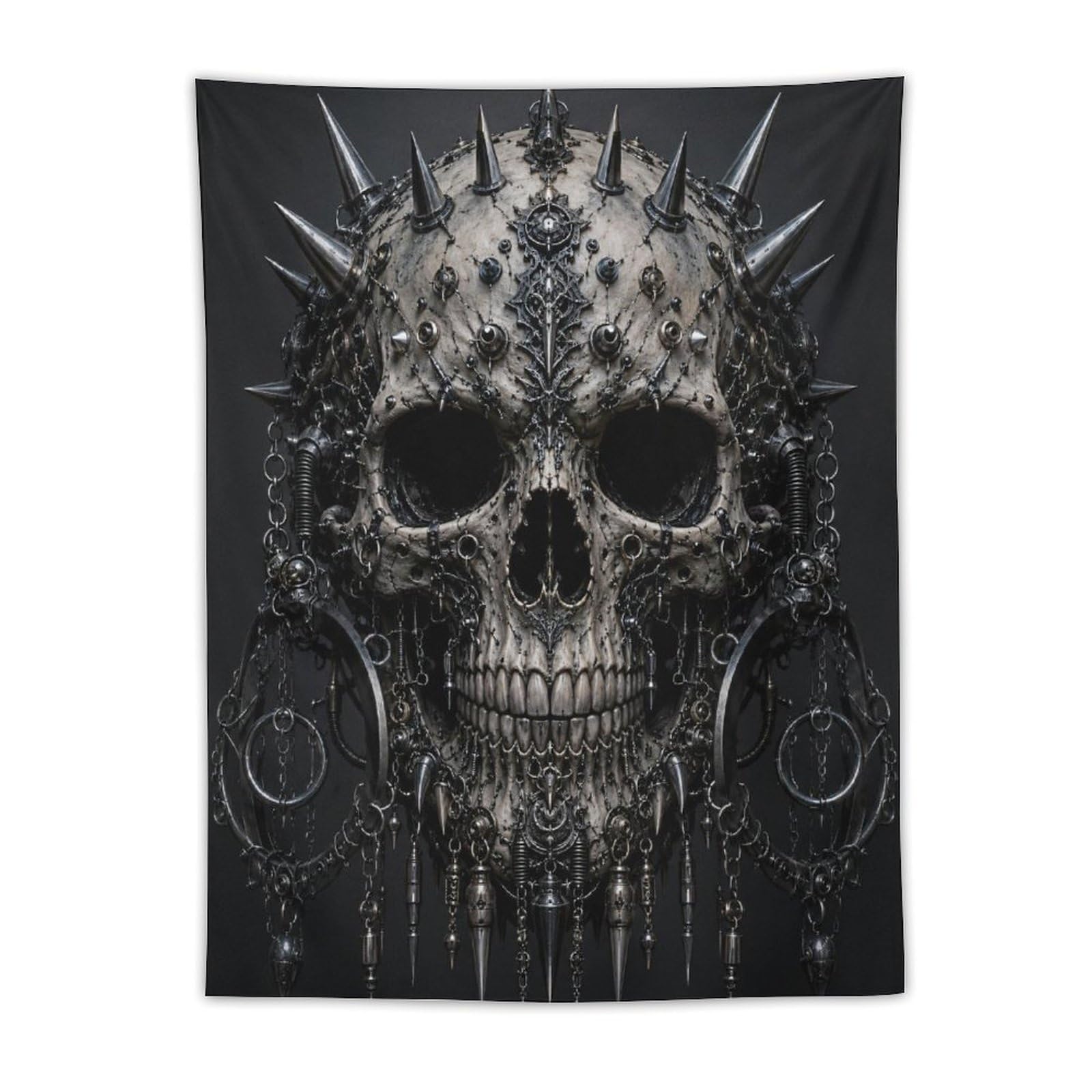 W7C8U2X3 Punk Metal Skull Dark Metal Wall Tapestry, College Dorm