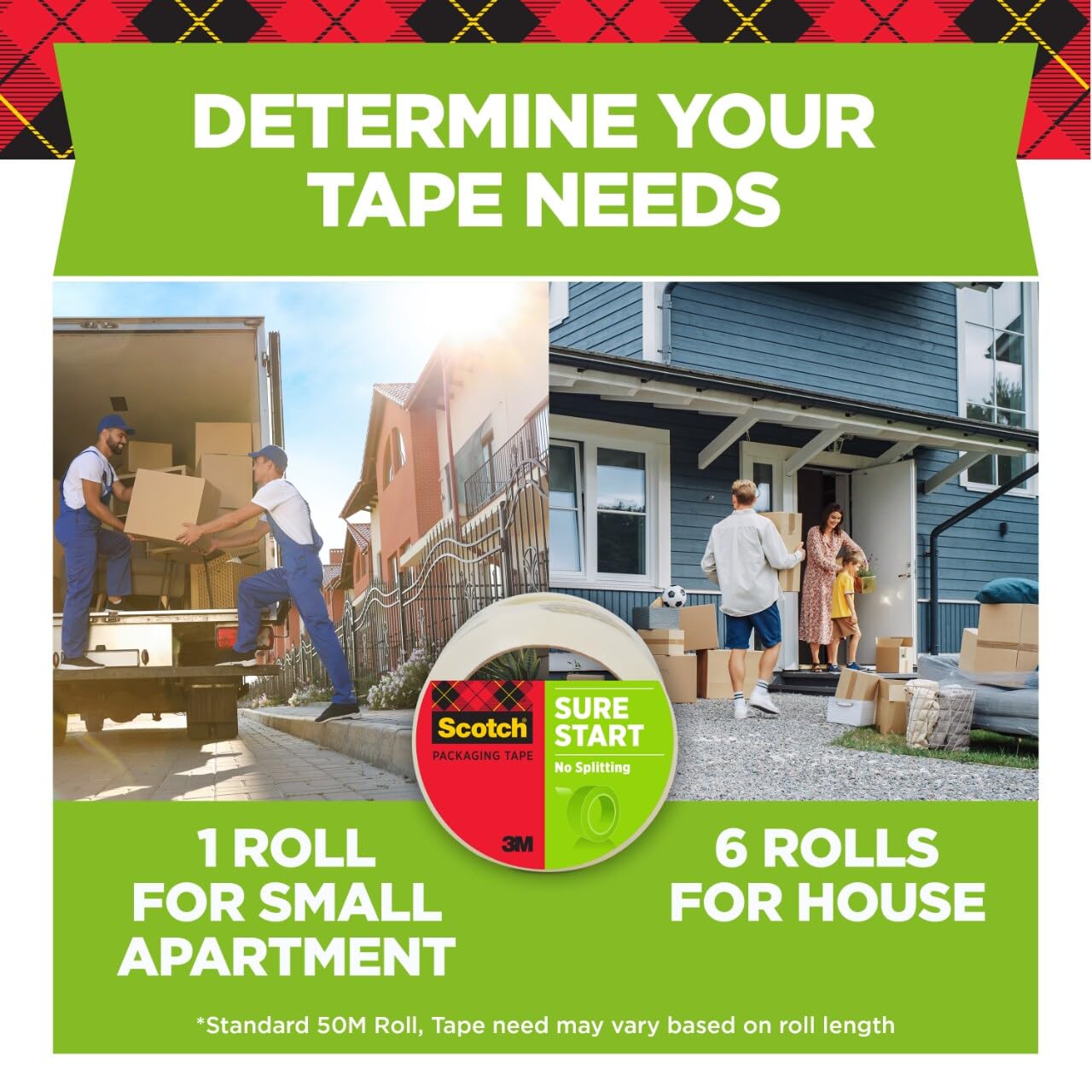 Scotch Sure Start Shipping Packaging Tape, 1.88" x 54.6 yd, Designed for Packing, Shipping and Mailing, Quiet Unwind, No Splitting or Tearing, 3" Core, Clear (345),1 Roll (Pack of 12) image 5