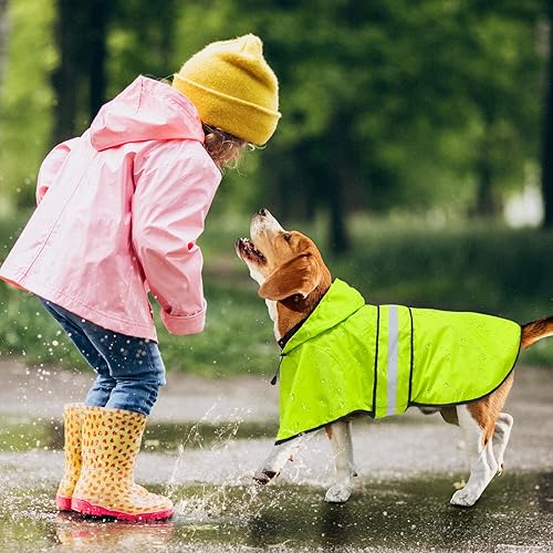 Miniatura 5 de Impermeable ajustable impermeable para perros, chaqueta reflectante para perros con capucha, abrigo ligero para lluvia para perros pequeños,